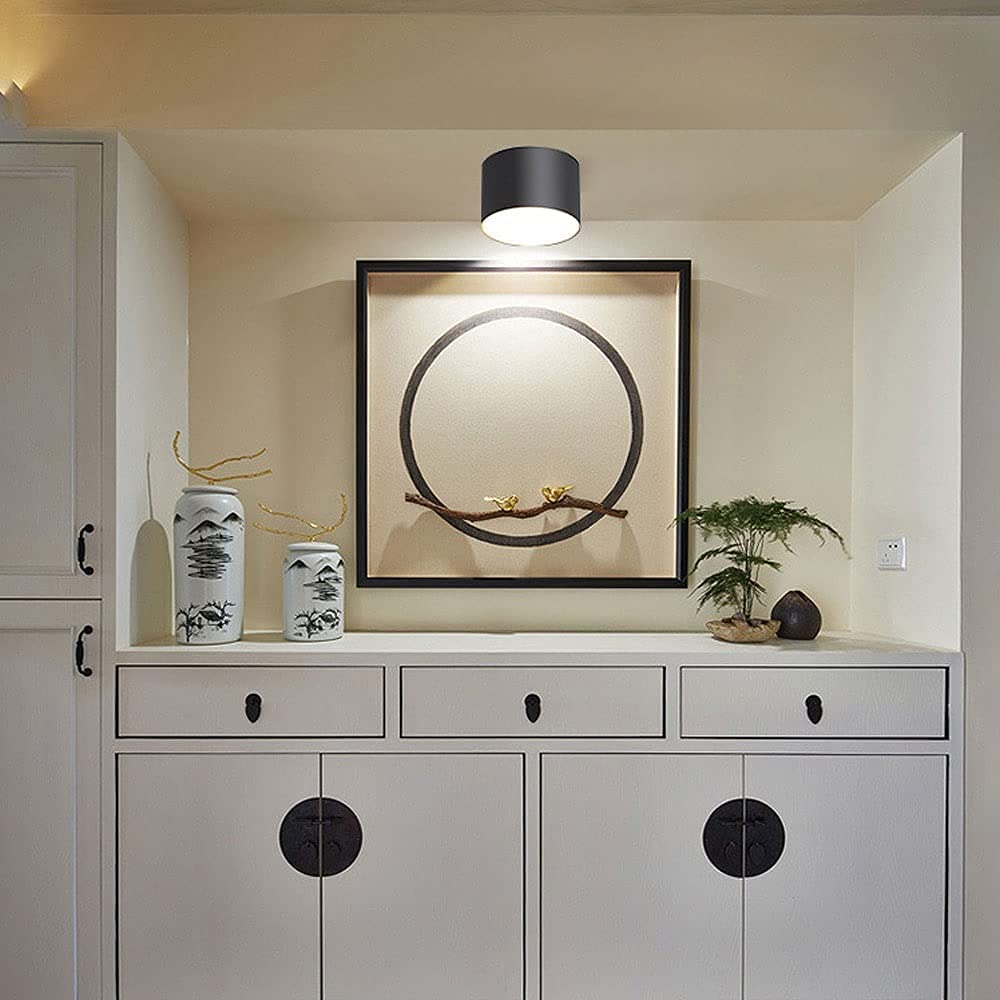 Modern LED Surface Mount Downlight - Mini Round Ceiling Spotlight for Living Room, Hallway & Corridor | Energy Efficient Nordic Style Accent Lighting | Black Finish | Perfect for Home, Office & Retail Spaces