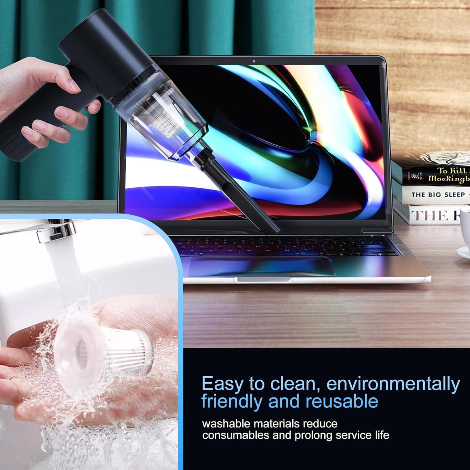 Portable Cordless Car Vacuum Cleaner - Rechargeable Handheld Vacuum for Cars & Home