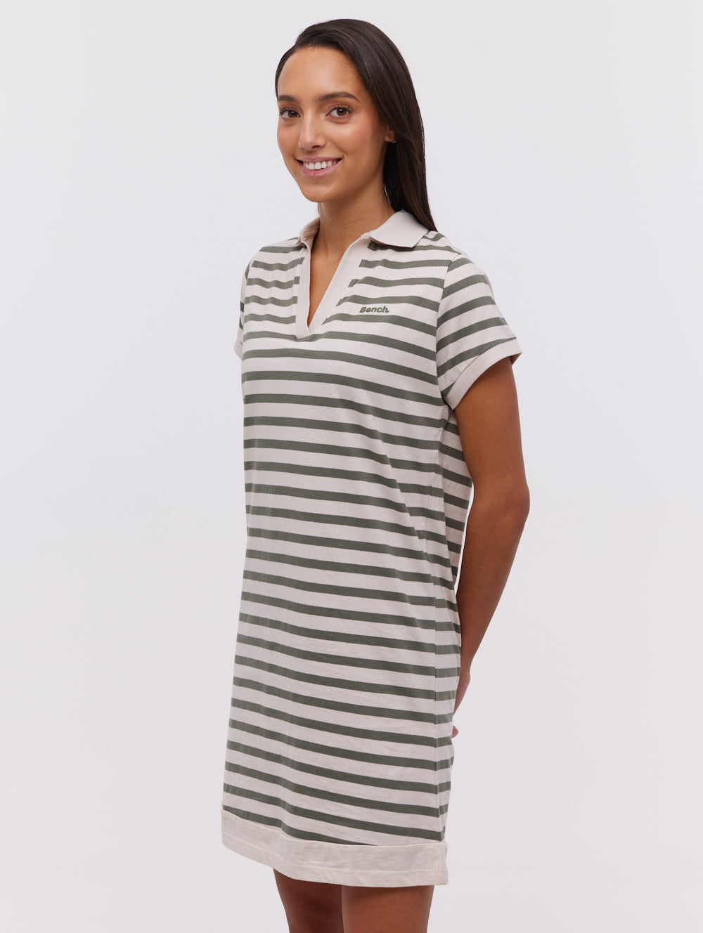 Orenda Women's Stripe Polo Dress - Casual Short Sleeve Cotton Blend Shirt Dress for Summer, Work & Weekend Outings