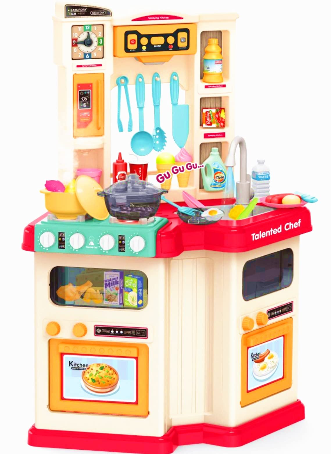 CSBYBD Kids Play Kitchen Set - Realistic Lights & Sounds, Multicolor Toy Kitchen with Accessories | Pretend Play Cooking for Toddlers & Preschoolers | Perfect for Birthday Gifts & Indoor Role Play Activities
