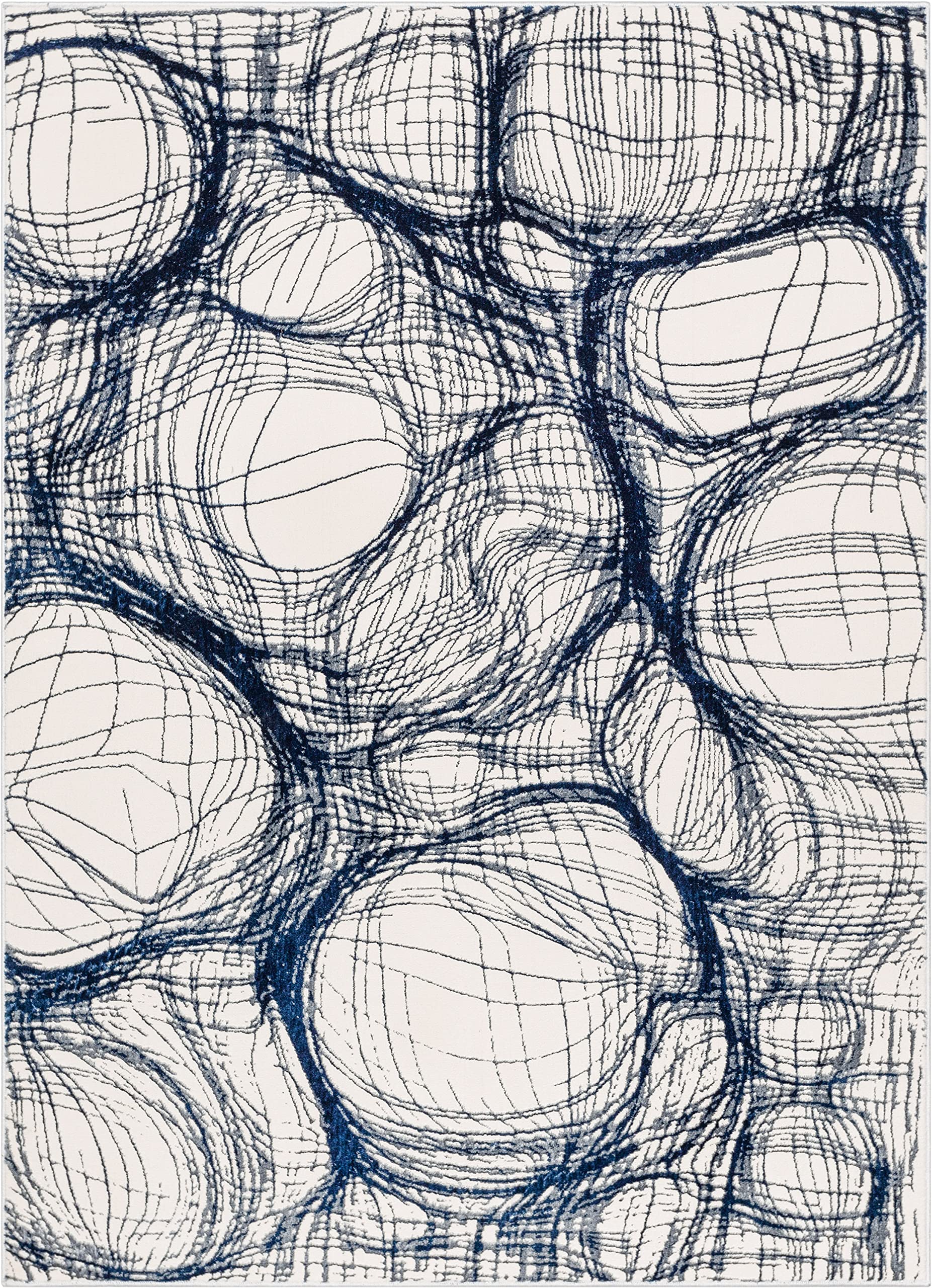 Well Woven Shoanae Abstract Blue Geometric Bubbles Soft Glam Area Rug 5x7 (5'3