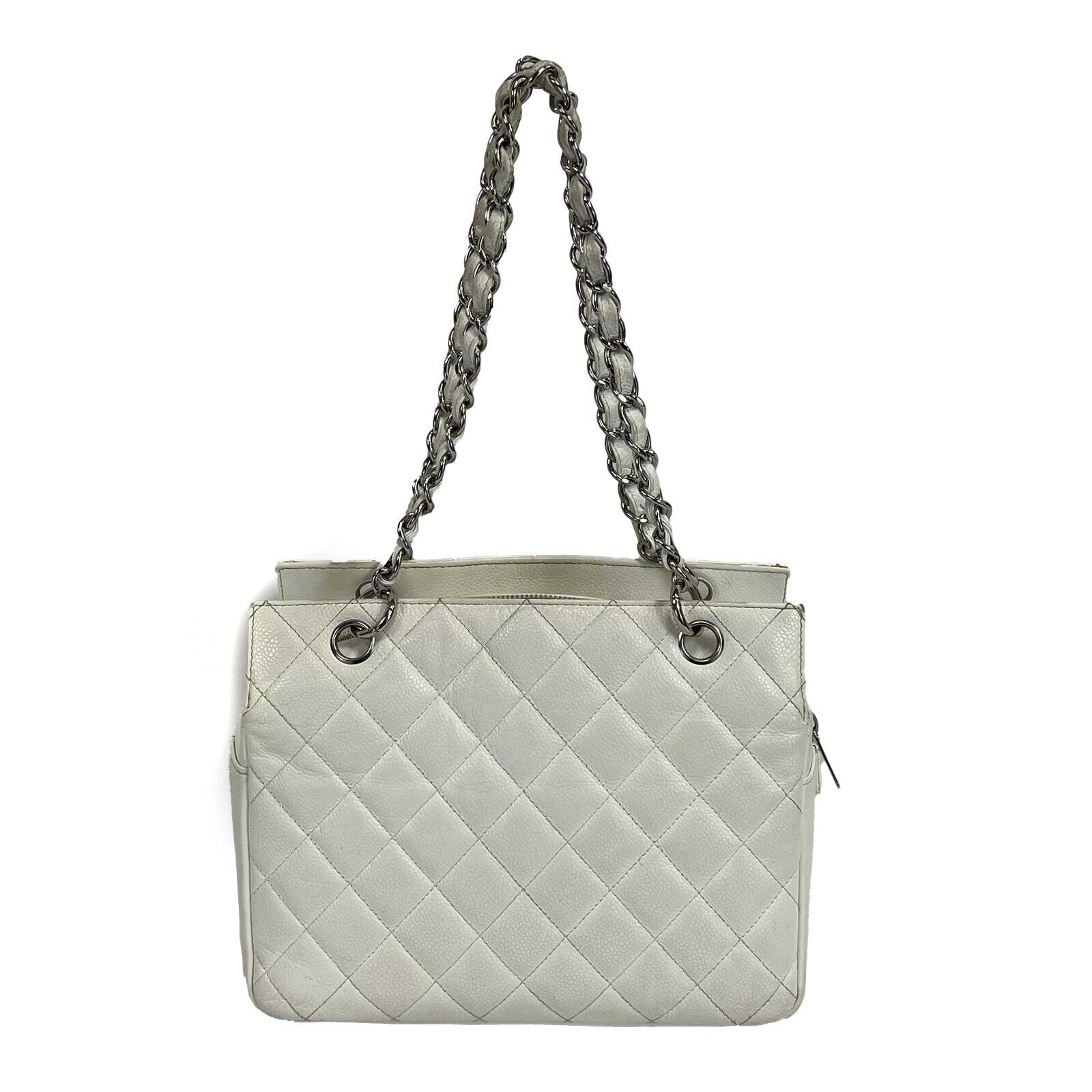 Chanel Petite Timeless Tote Bag - Quilted Caviar Leather Shoulder Bag in White | Luxury Designer Handbag for Women, Work, Travel & Everyday Use