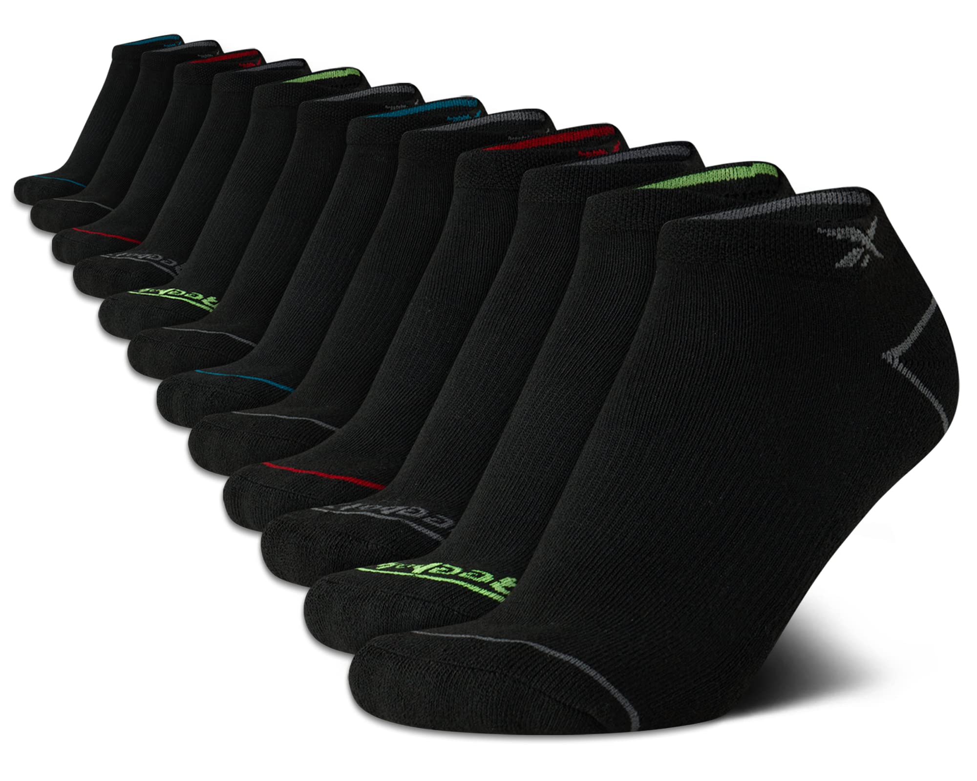 Reebok Boys' Athletic Low Cut Ankle Socks - 12 Pack Breathable Sports Socks for Running, Basketball & Everyday Wear