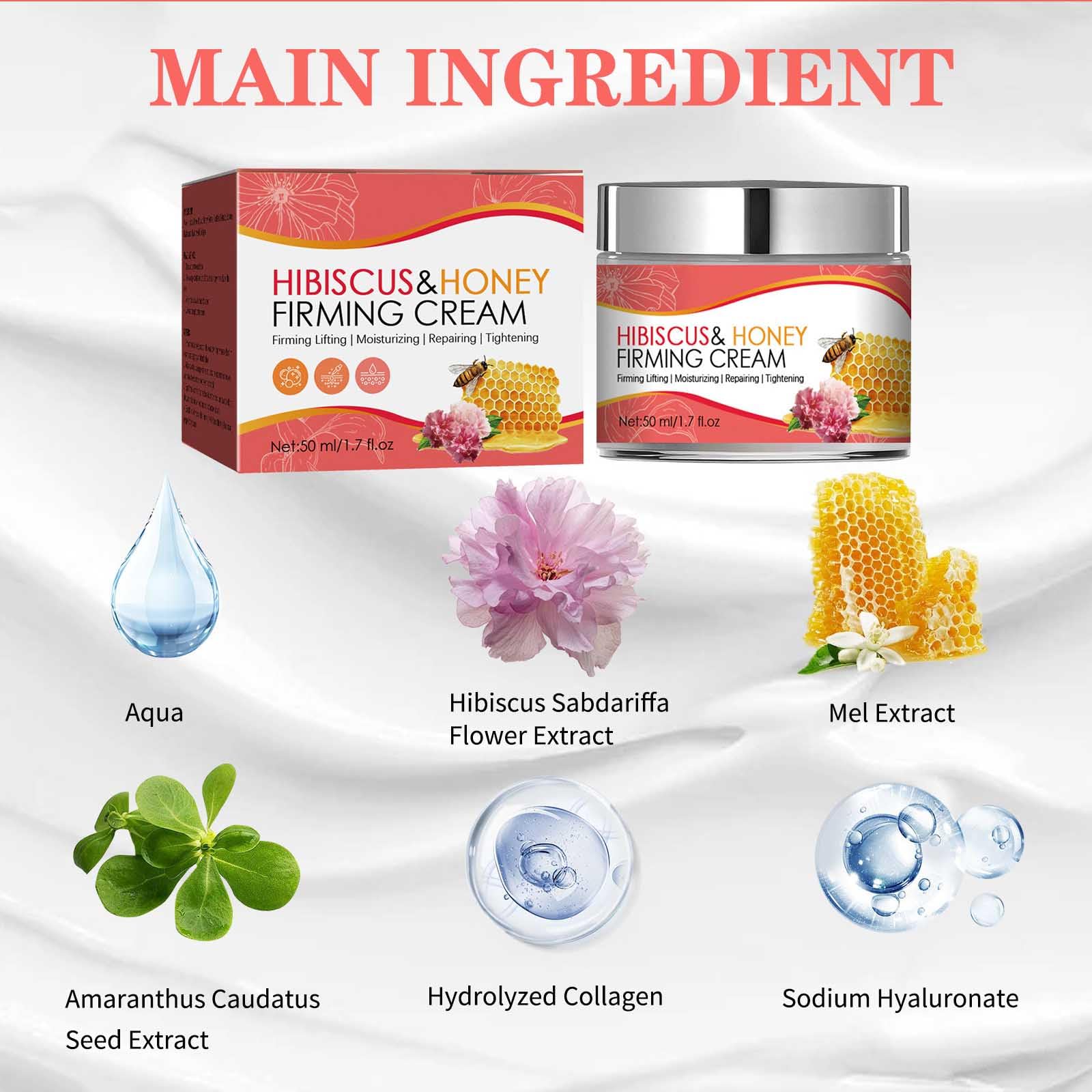 Hibiscus Honey Neck Firming Cream - Reduce Lines & Lift Skin for Daily Care