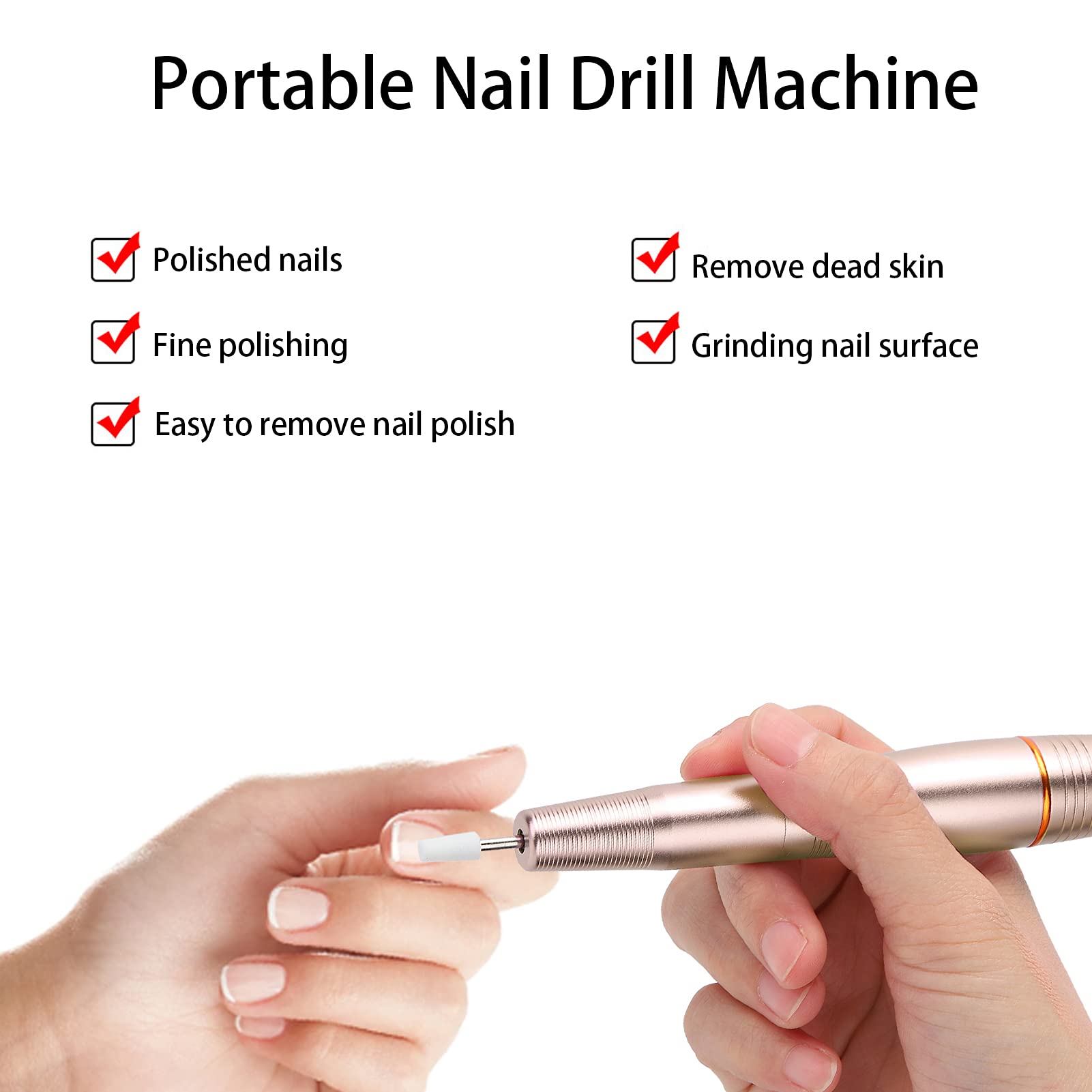Professional USB Nail Drill Machine for Salon & Home Use - Electric Nail Grinding Tool with Golden Pisa Leaning Tower Design | Perfect for Manicures, Pedicures & Nail Art at Home or Professional Salons