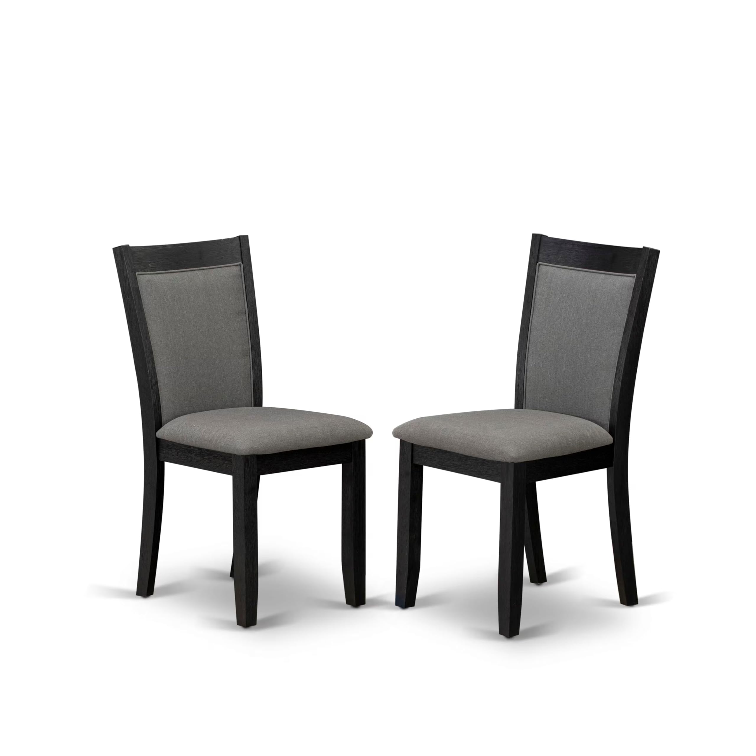 East West Furniture ANMZ3-AB6-50 3-Piece Round Dining Table Set with Pedestal Base & 2 Dark Gotham Grey Upholstered Chairs, 36x36 Inch, Wirebrushed Black - Perfect for Small Kitchen, Breakfast Nook, or Apartment Dining Space