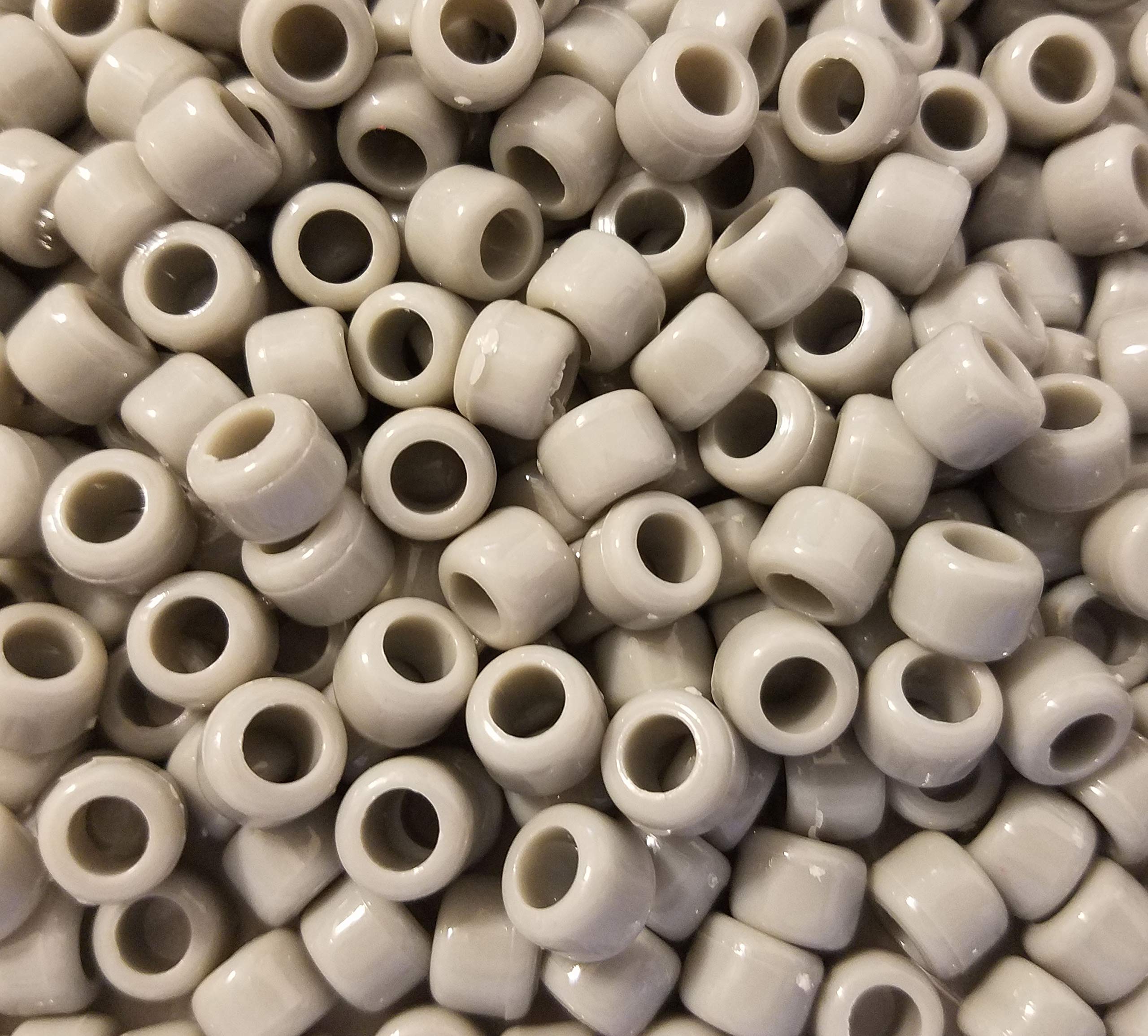 1,000 pcs 7.5mm x 10mm Plastic Pony Beads for Jewelry Making, Bracelets, Necklaces & DIY Crafts - Bulk Gray Beads for Kids & Adults Art Projects