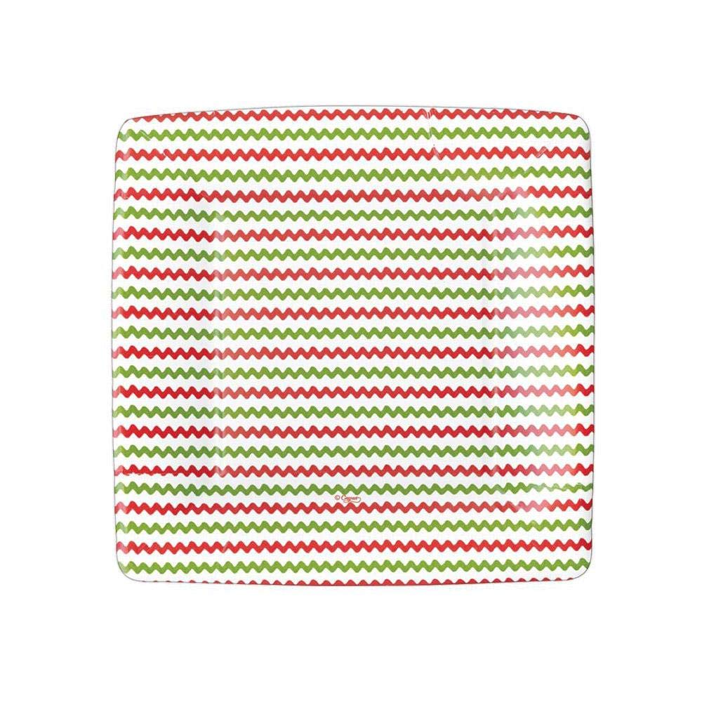 Caspari Rickrack Square Paper Plates for Salads & Desserts - 8 Pack, Red & Green - Perfect for Christmas Parties, Picnics, and Holiday Gatherings