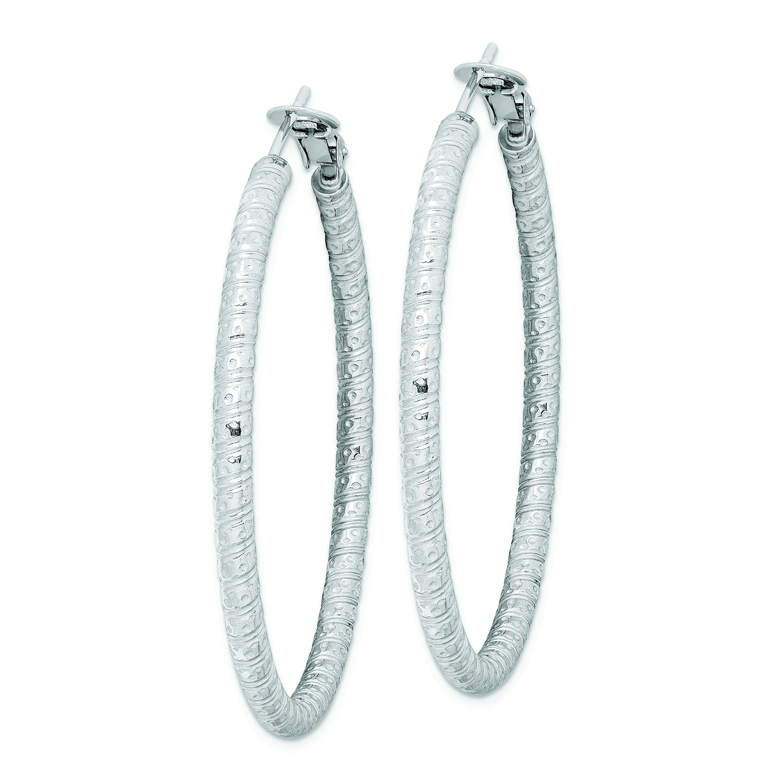 925 Sterling Silver 3.25x50mm Omega Clip Back Post Extra Large Hoop Earrings for Women - Hypoallergenic Fashion Jewelry for Parties, Weddings & Everyday Wear