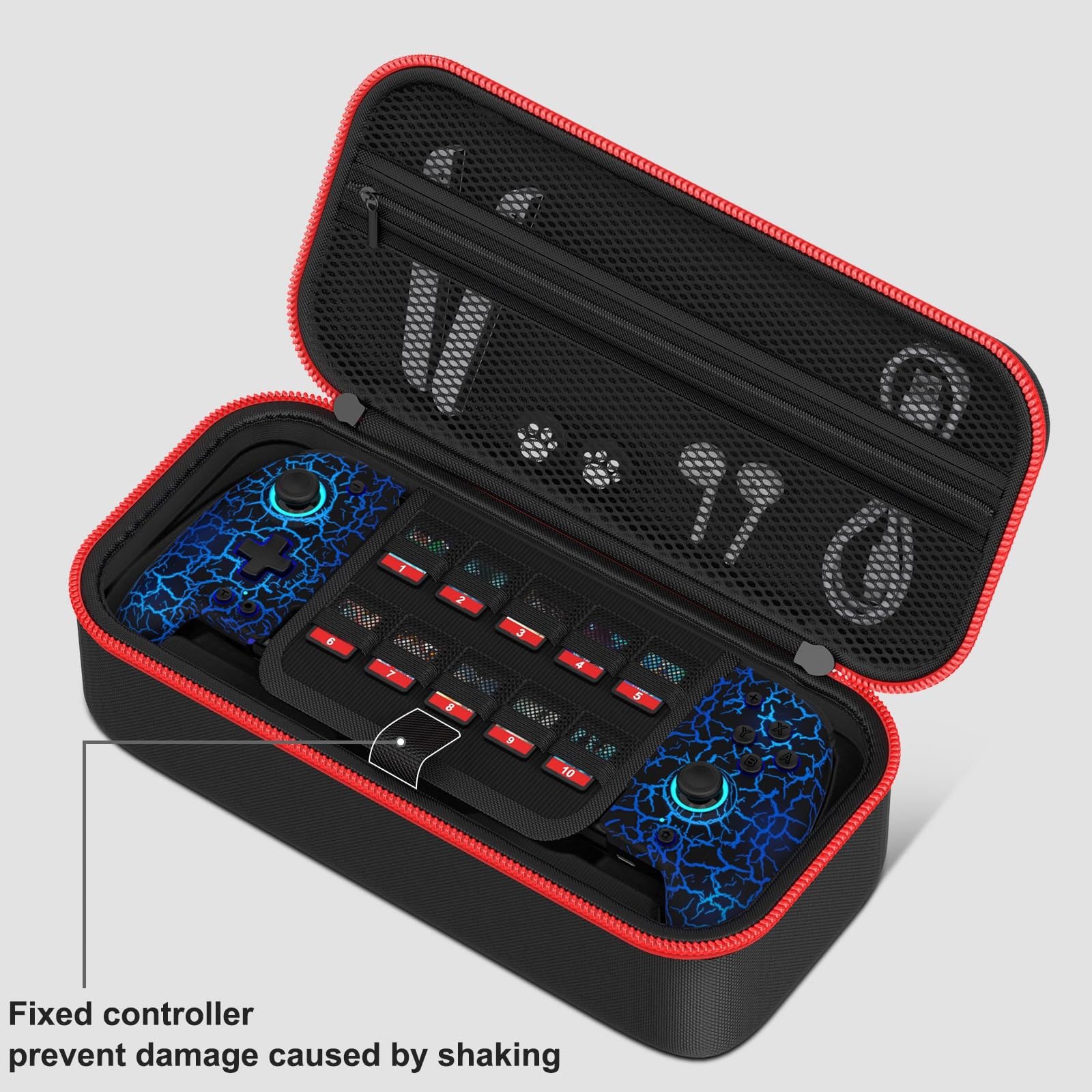 Premium Custom Hard Shell Travel Case for JC200 & JC201 Switch Controllers - Protective Storage Organizer with Large Capacity for Nintendo Switch Console, AC Adapter, Headset & 10 Game Cards - Perfect for Gaming On-The-Go & Travel Protection