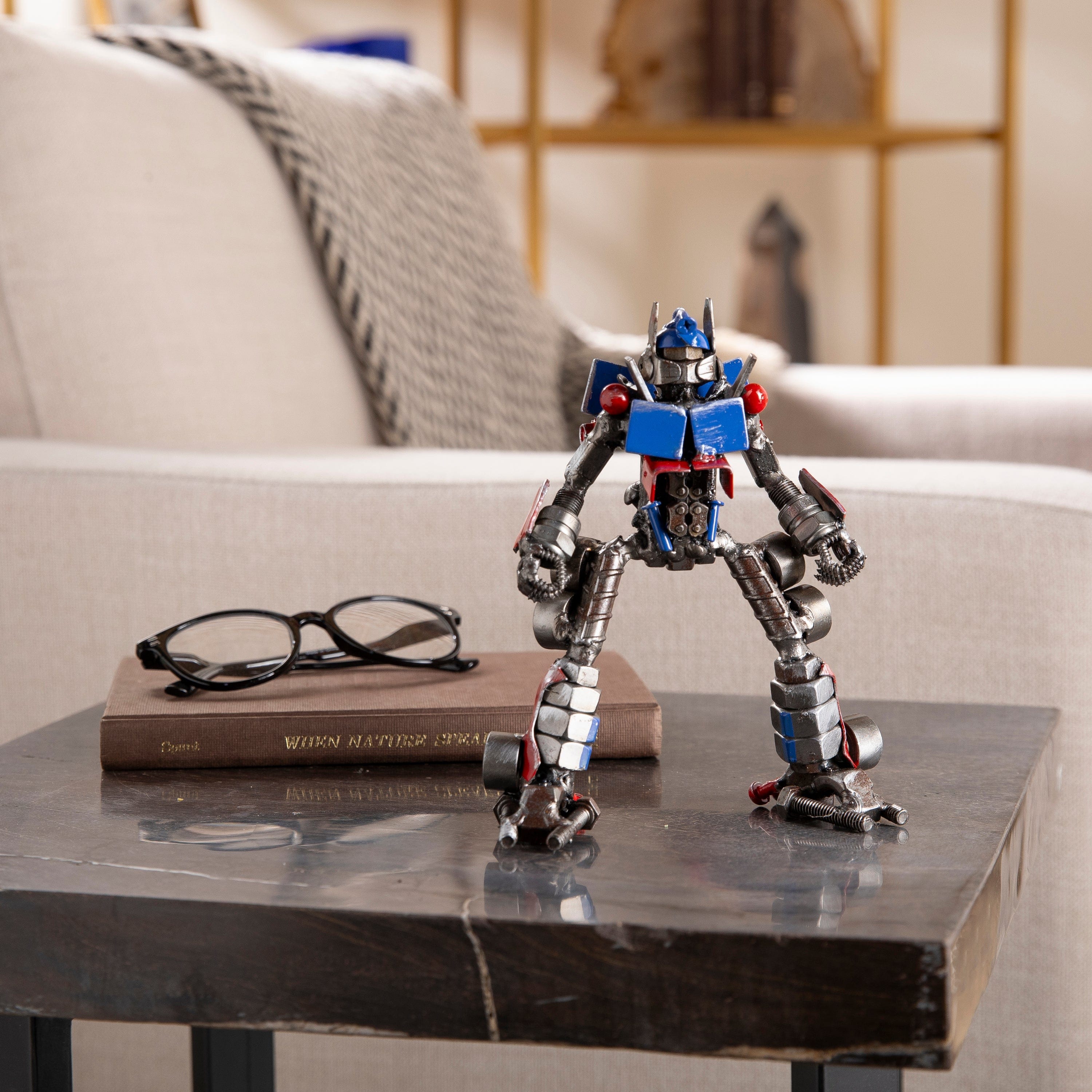 Optimus Prime Inspired Recycled Metal Sculpture - Transformers Collectible Art Piece for Home & Office Decor | Perfect Gift for Fans & Robot Enthusiasts