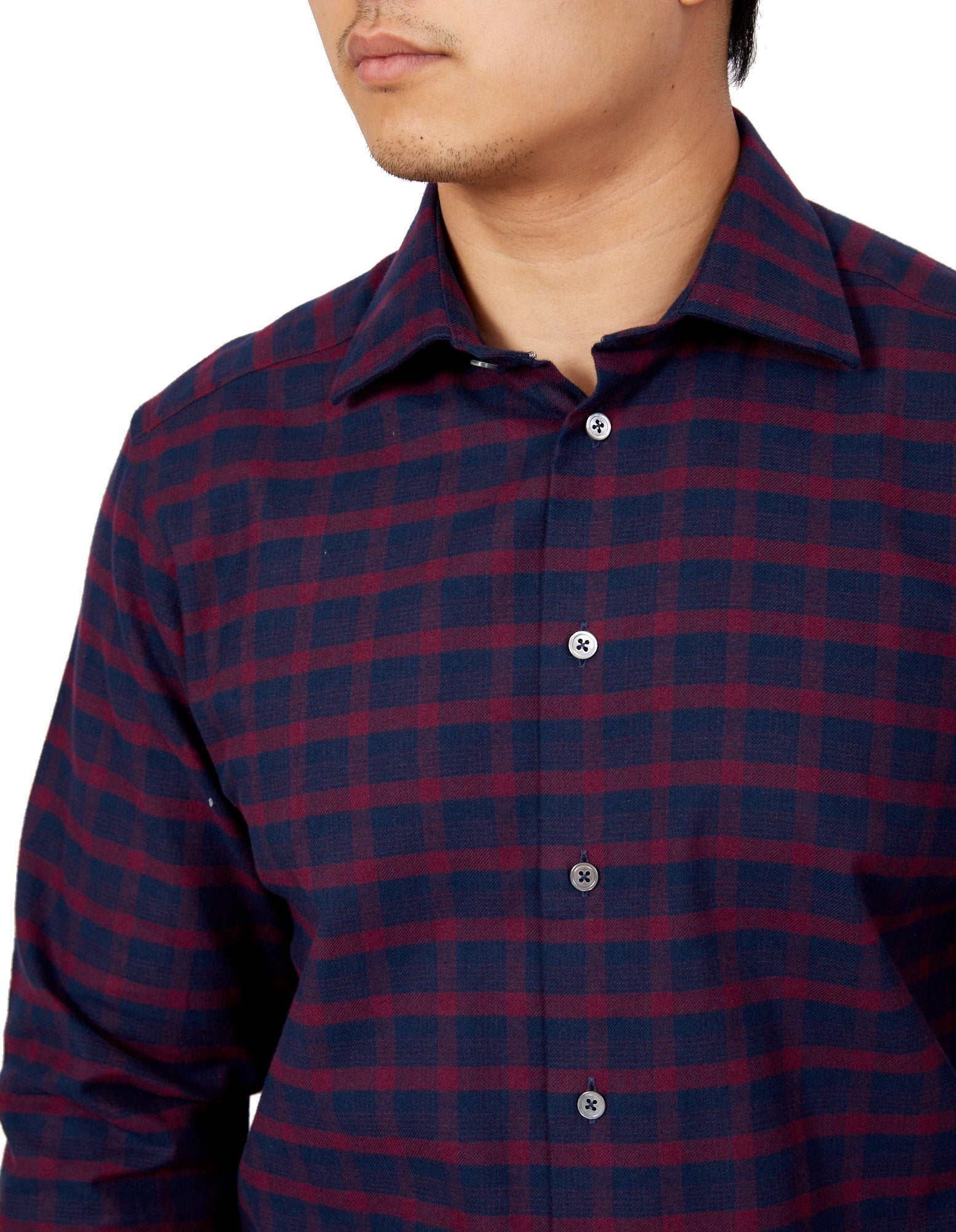 HENRY SARTORIAL Men's Red Plaid Flannel Shirt - Soft Cotton Button Down for Casual Wear, Outdoor Activities & Fall Fashion