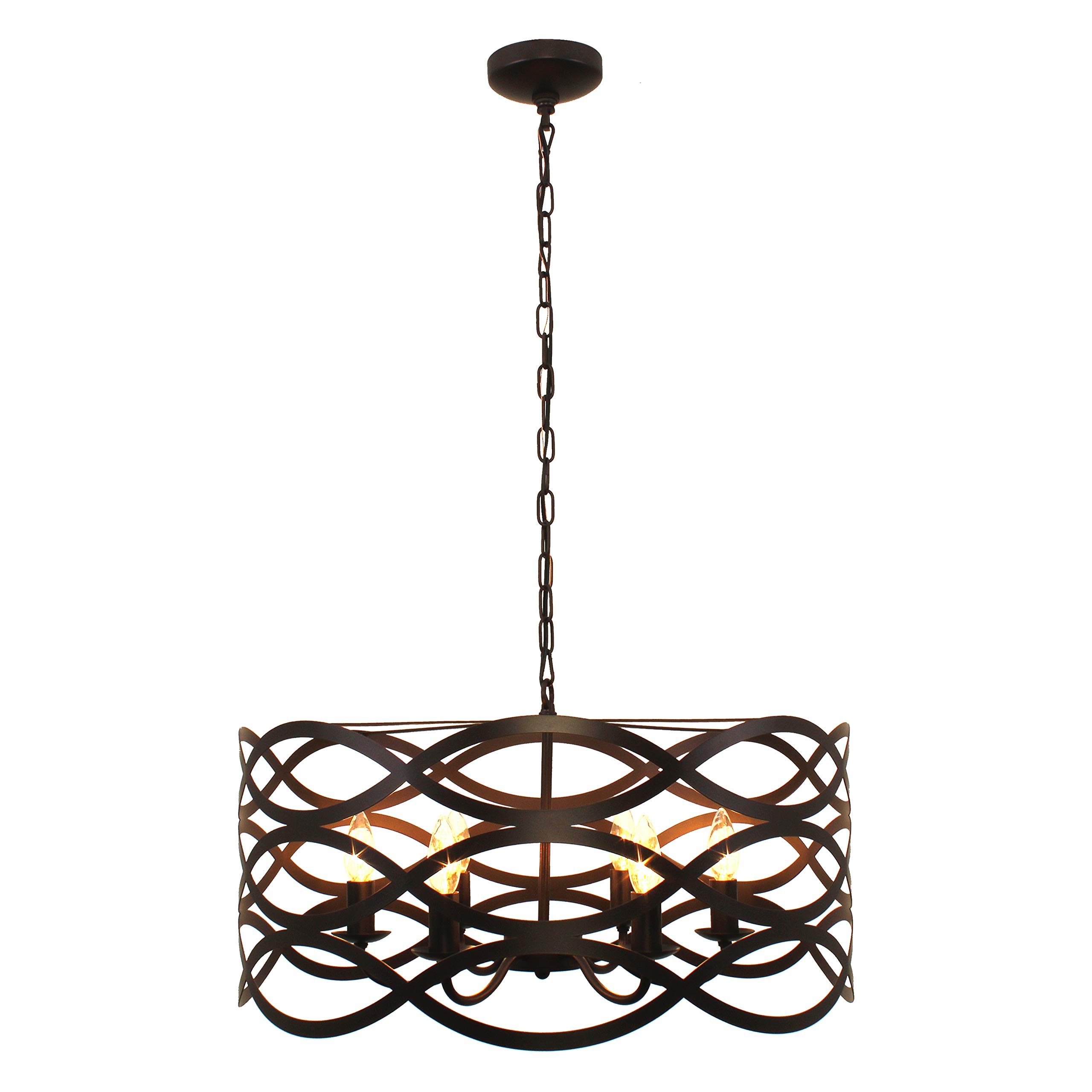 6-Light Oil Rubbed Bronze Ceiling Pendant Light Fixture - 24