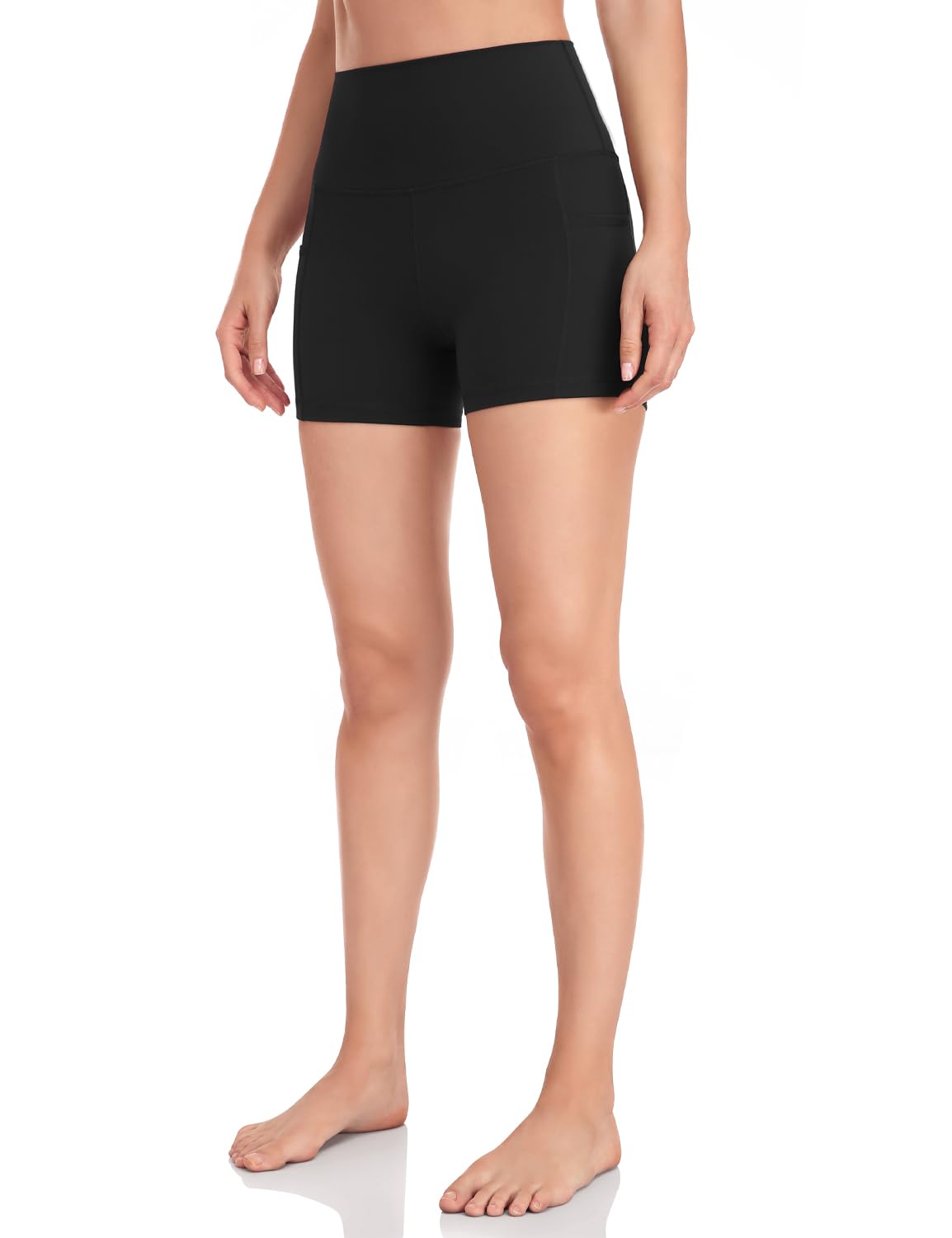 HeyNuts Women's High Waist Compression Yoga Shorts with Side Pockets - 4