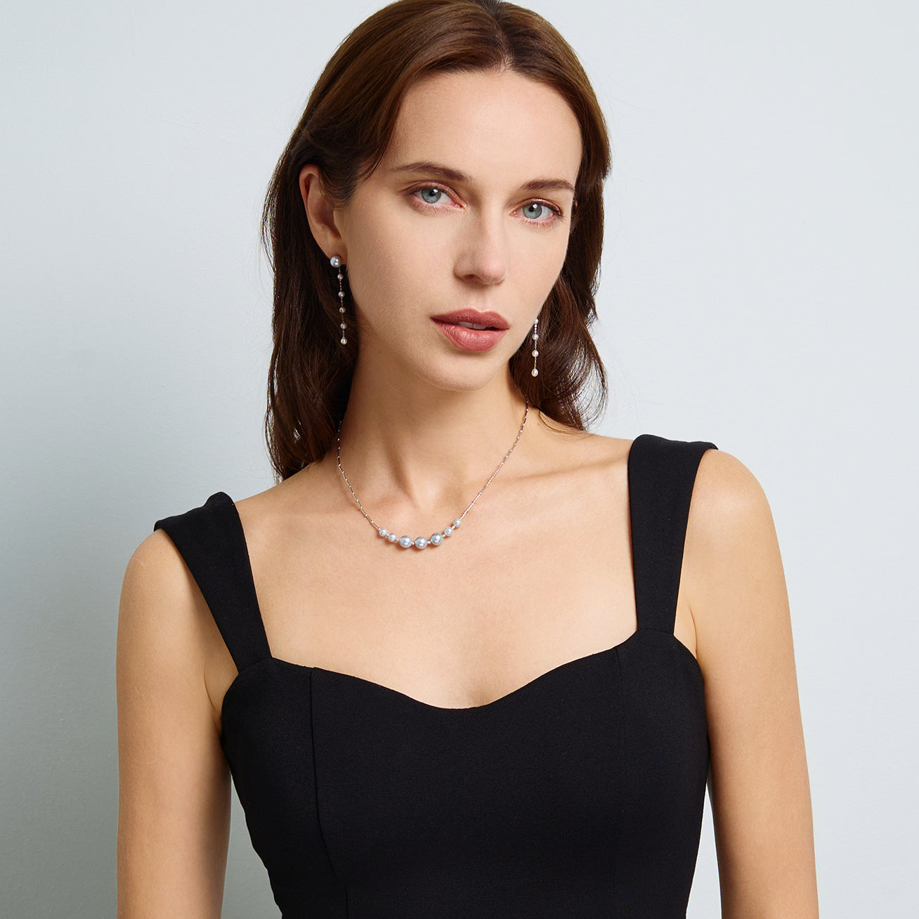 18K Solid Gold Blue Akoya Pearl Necklace for Women - Elegant Silver Chain, Luxury Jewelry Gift for Brides, Anniversaries & Special Occasions