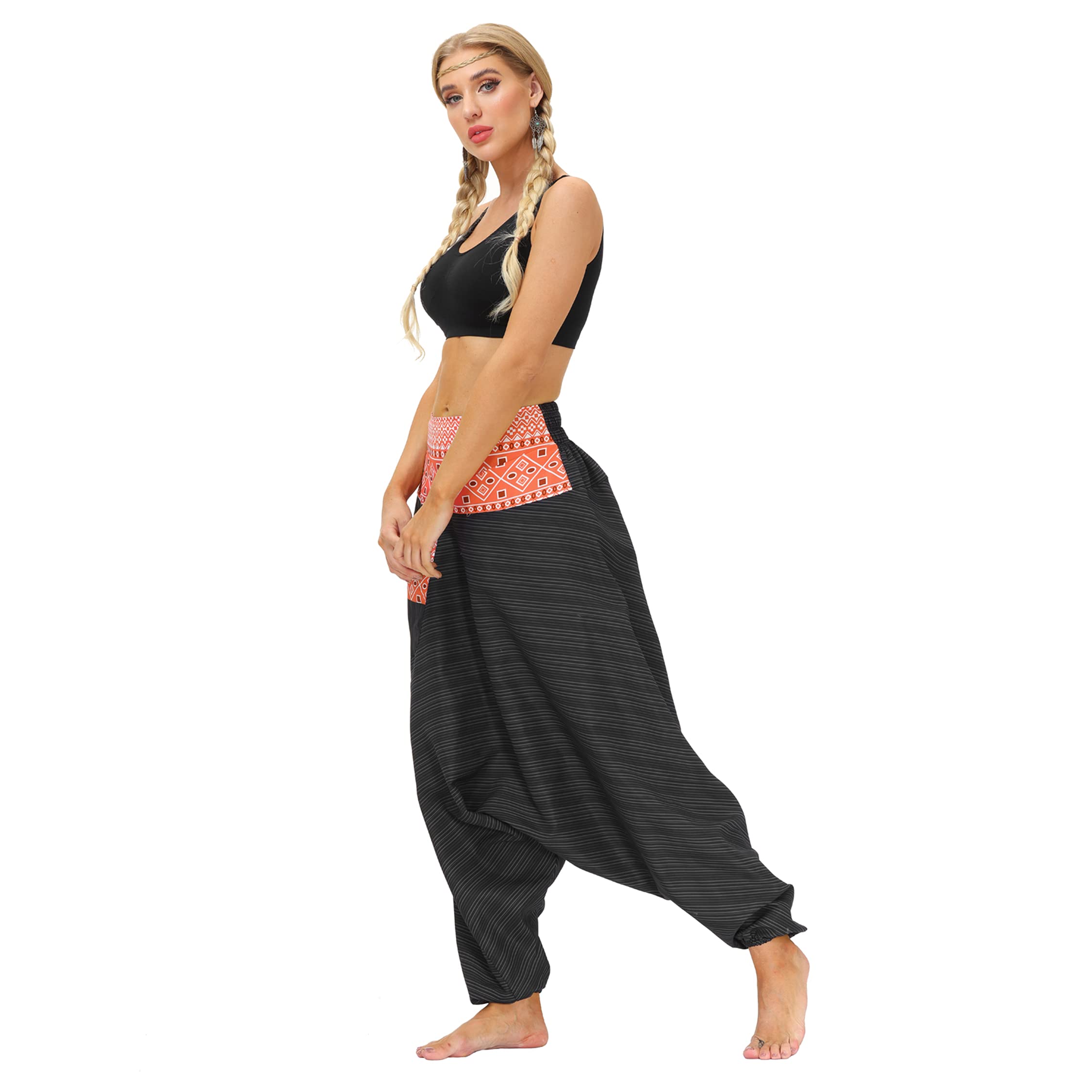 VISSAY Women's Boho Harem Pants - Smocked Waist Yoga Palazzo Pants for Summer, Beach & Casual Wear | Hippie Style Comfortable Lounge Pants for Travel, Meditation & Everyday Boho Fashion