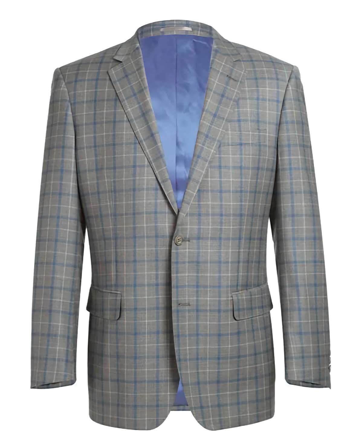 Gray Wool Regular Fit 2-Piece Windowpane Dress Suit for Men - Business Formal Attire for Weddings, Office & Special Occasions