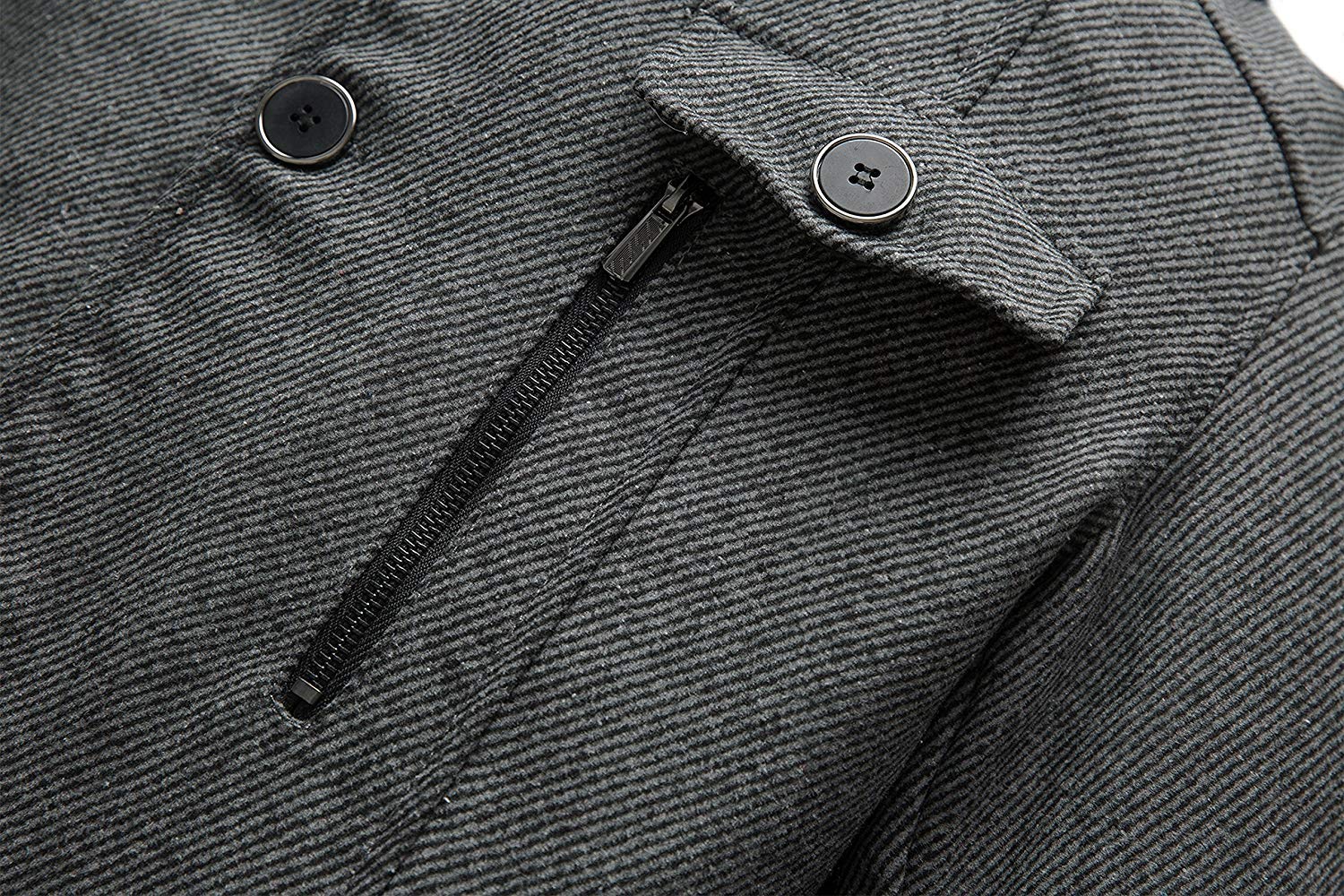 Wantdo Men's Wool Blend Jacket - Stand Collar Windproof Pea Coat for Winter | Warm Casual Outerwear for Work, Travel & Outdoor Activities