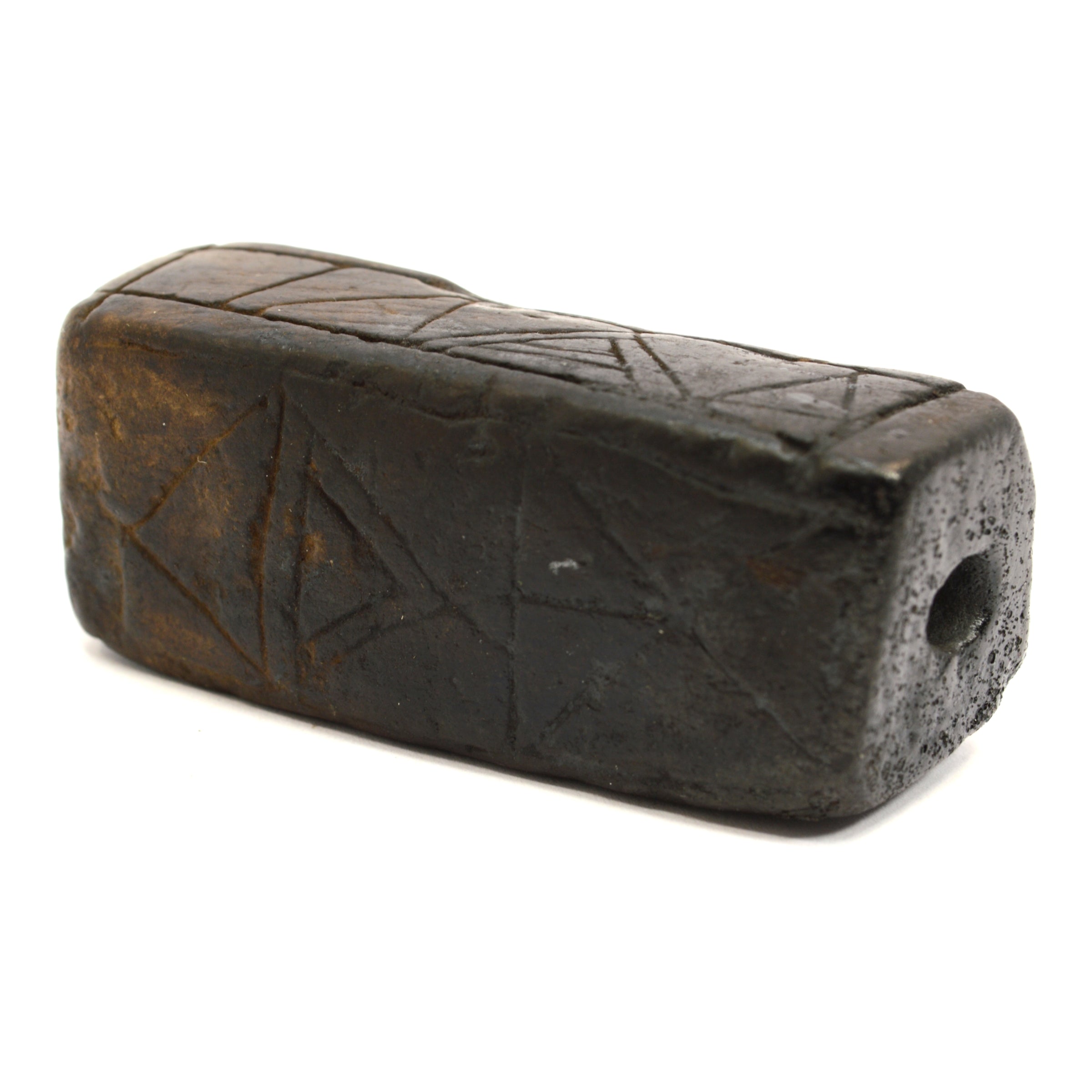 Ancient Steatite Smoking Pipe with Primitive Effigy & Intricate Incised Symbols - Unique Handcrafted Artifact for Collectors & Ritual Use