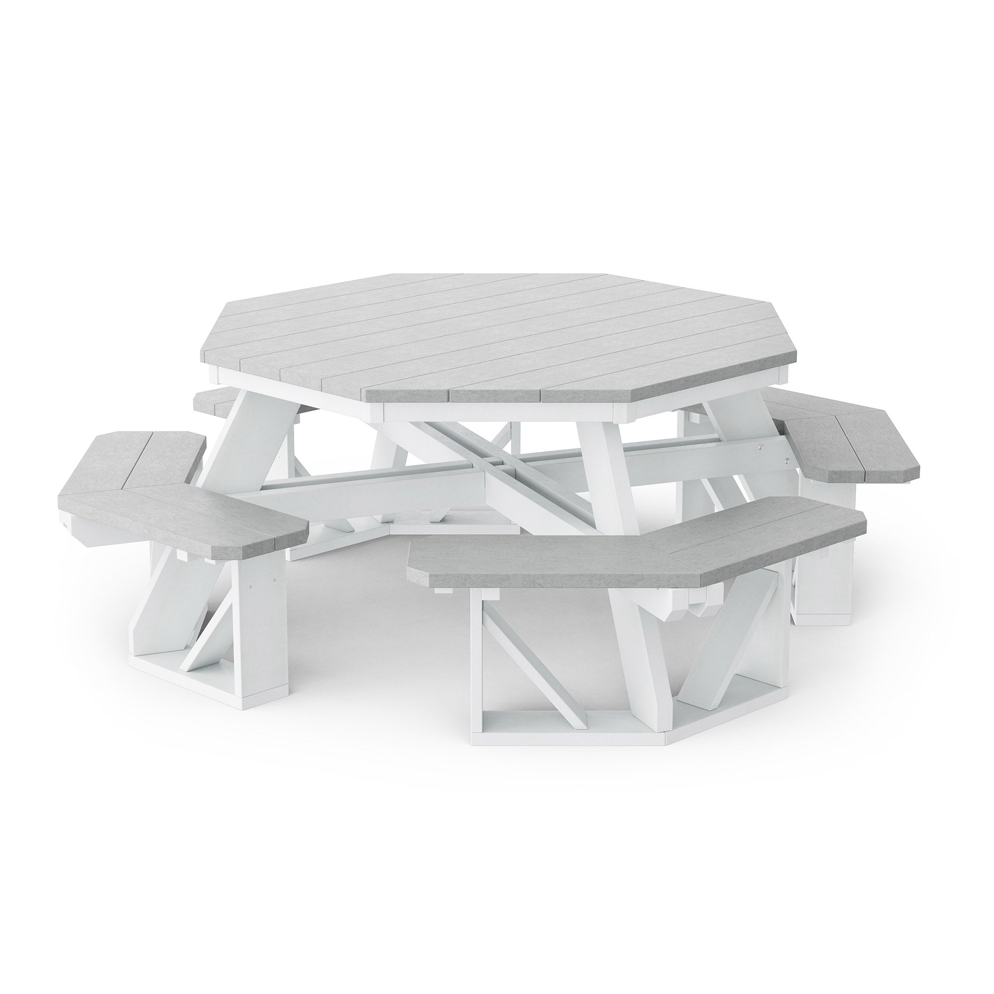 Heritage Octagon Picnic Table - 8-Person Outdoor Dining Set for Backyard, Patio, Garden, Park & Camping - Durable All-Weather Wooden Picnic Bench