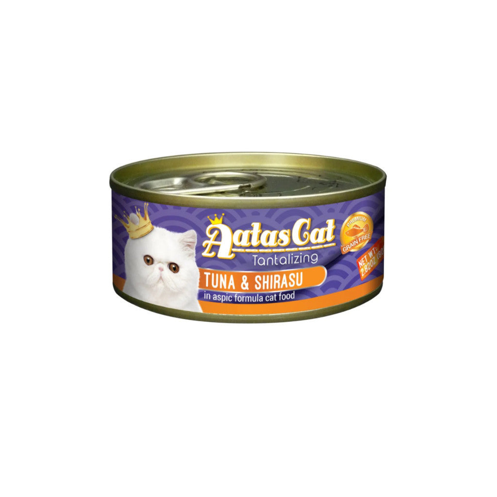 Premium Aatas Cat Food Variety Pack - Tuna, Ocean Fish, Squid, Snapper, Shirasu Sardine & Crab in Beef Aspic (80g) - High-Protein, Nutrient-Rich Wet Cat Food for Adult & Senior Cats - Perfect for Mealtime, Training Treats & Picky Eaters