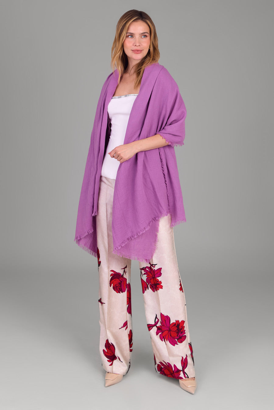 Premium Solid Cotton Fringed Scarf - Soft & Lightweight Winter Shawl for Women - Perfect for Cold Weather, Office Wear & Outdoor Activities