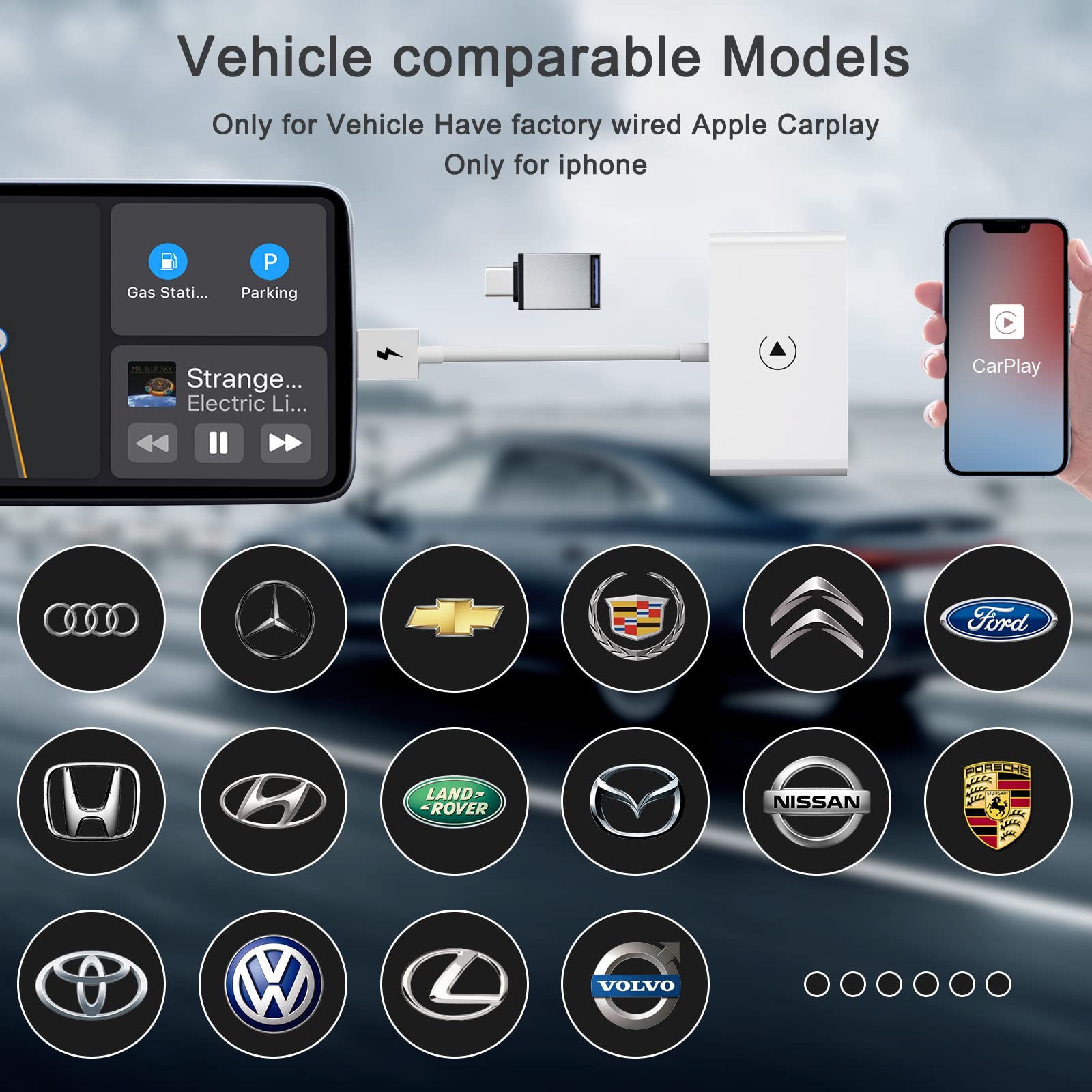 Wireless CarPlay Adapter for iPhone - Upgrade Your Car with Apple CarPlay | Bluetooth Low Latency | Plug & Play | Easy Installation | Portable AI Magic Box | Perfect for Commuting, Road Trips & Older Vehicles