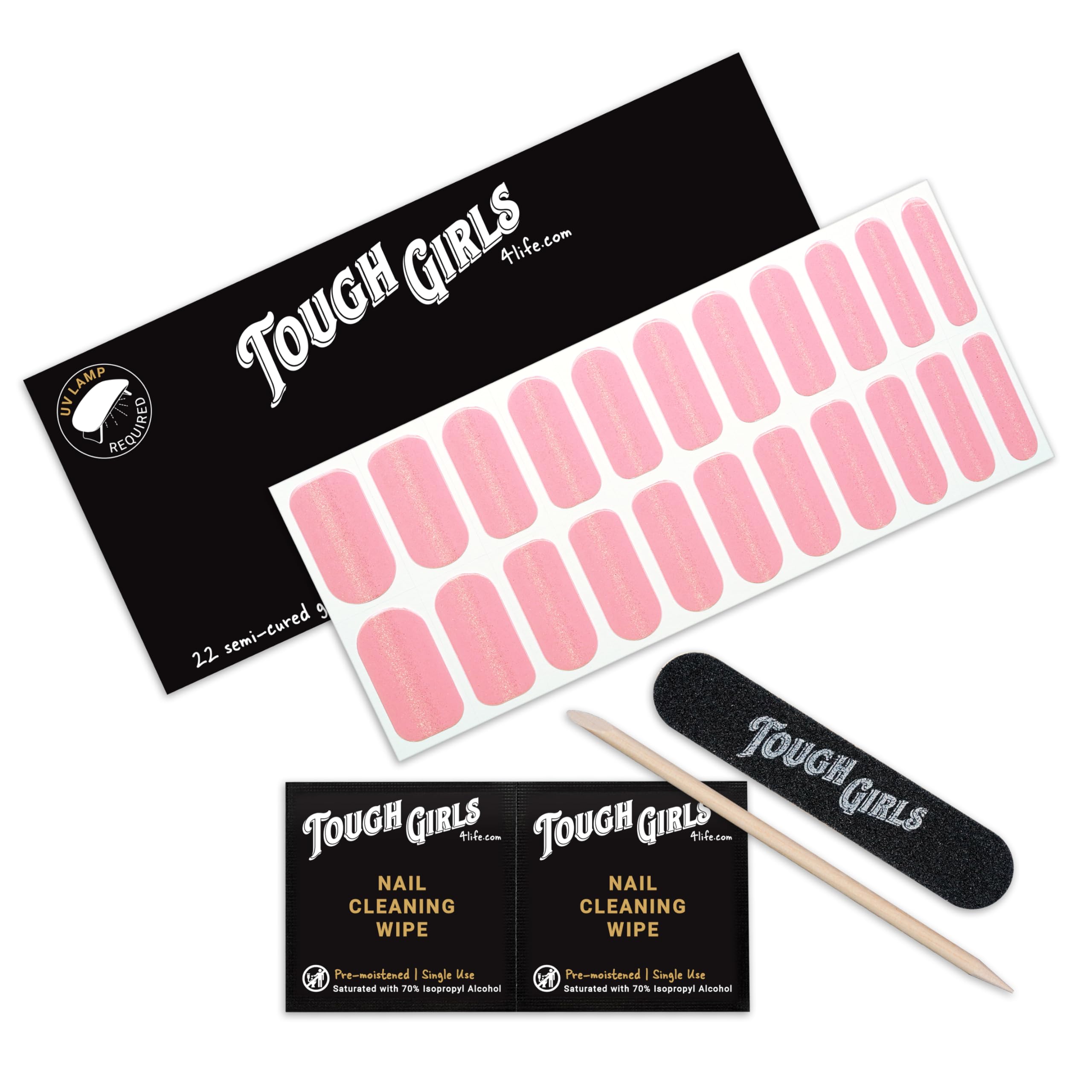 22 Premium Semi-Cured Gel Nail Polish Strips with Application Accessories - Carnation Pink Cat-Eye Design for Elegant Manicures at Home or Salon