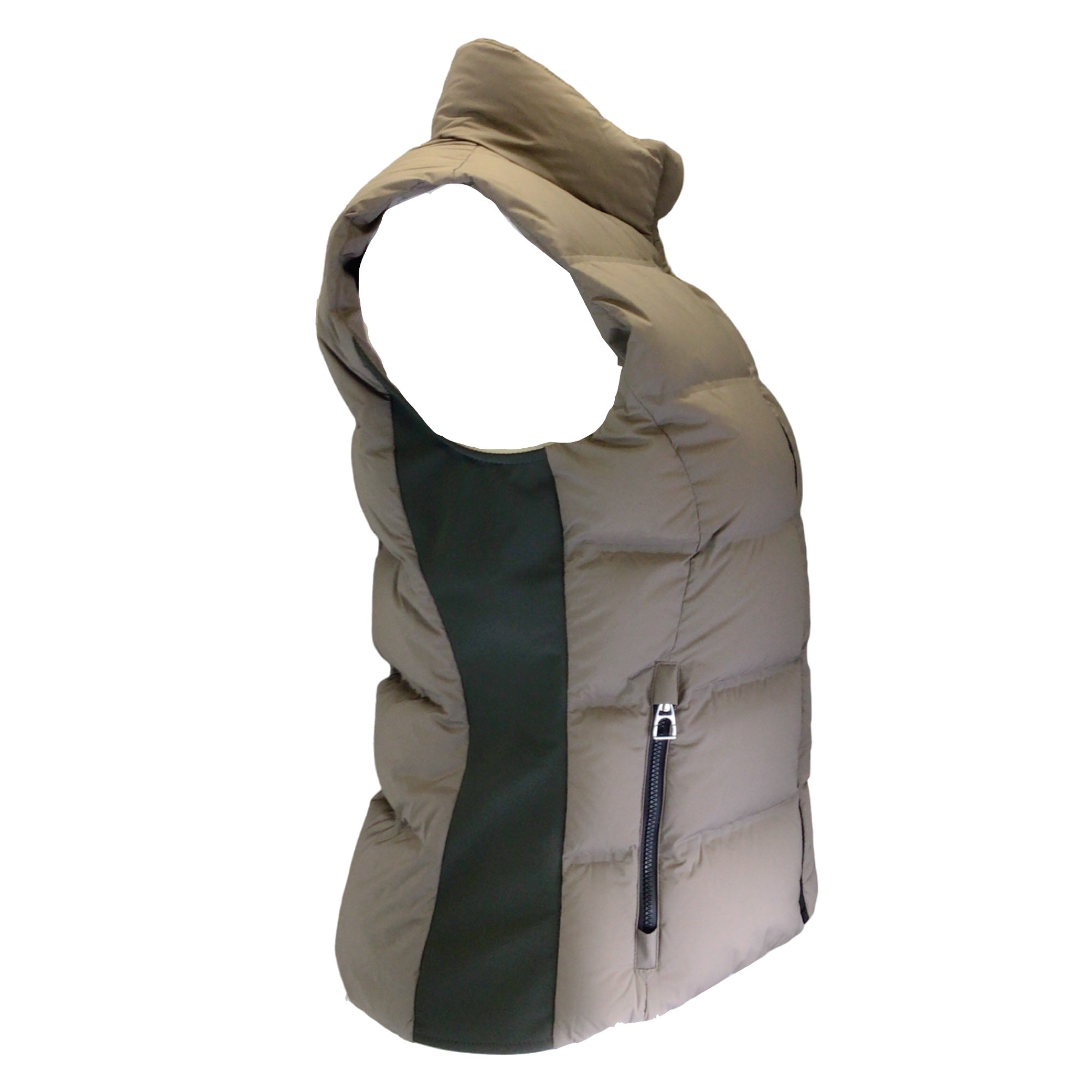 Hermes Taupe & Olive Green Down Paddock Puffer Vest for Women - Lightweight Warm Winter Jacket for Outdoor Activities, Hiking & Casual Wear