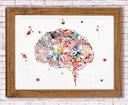 Brain Wheel Watercolor Poster - Modern Wall Art Print for Dining Room, Kitchen & Home Decor | Unique Housewarming Gift & Wall Hanging Artwork for Living Spaces