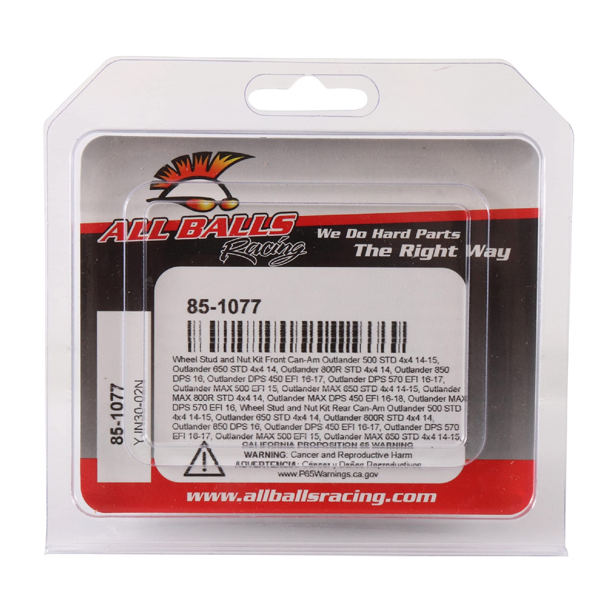 All Balls Racing 85-1077 Wheel Stud and Nut Kit (1 Pack) - High-Quality Replacement for Motorcycle & ATV Wheels - Perfect for Off-Road, Racing & Maintenance Upgrades