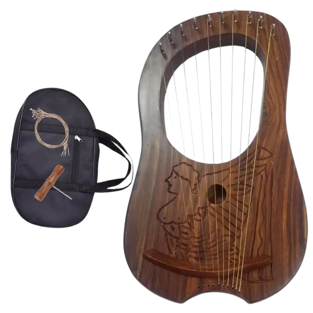 Premium Irish Lyre Harp with Rosewood Body & Metal Strings | Authentic Celtic Design | Perfect for Music Lovers, Wedding Performances & Home Decor