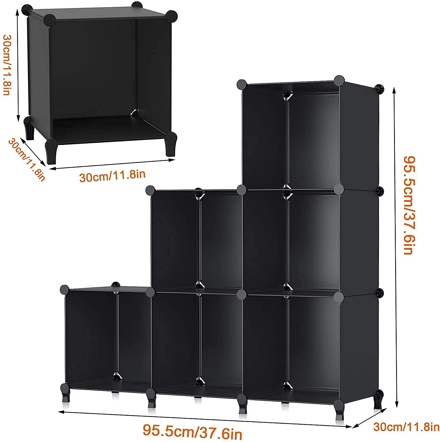 6-Cube Closet Organizer with Metal Hammer - Versatile Storage Shelf & Bookshelf for Bedroom, Kitchen, Office - Space-Saving Cabinet for Clothes, Toys, Books & Home Organization (Black) - Perfect for Small Spaces & Home Decor