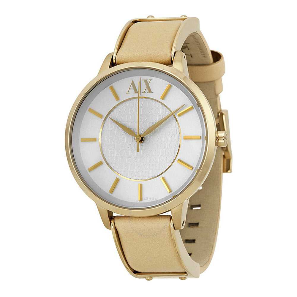 ARMANI EXCHANGE AX5301 Women's Gold-Tone Stainless Steel Watch with Leather Strap - Elegant Quartz Analog Timepiece for Fashion, Work & Special Occasions