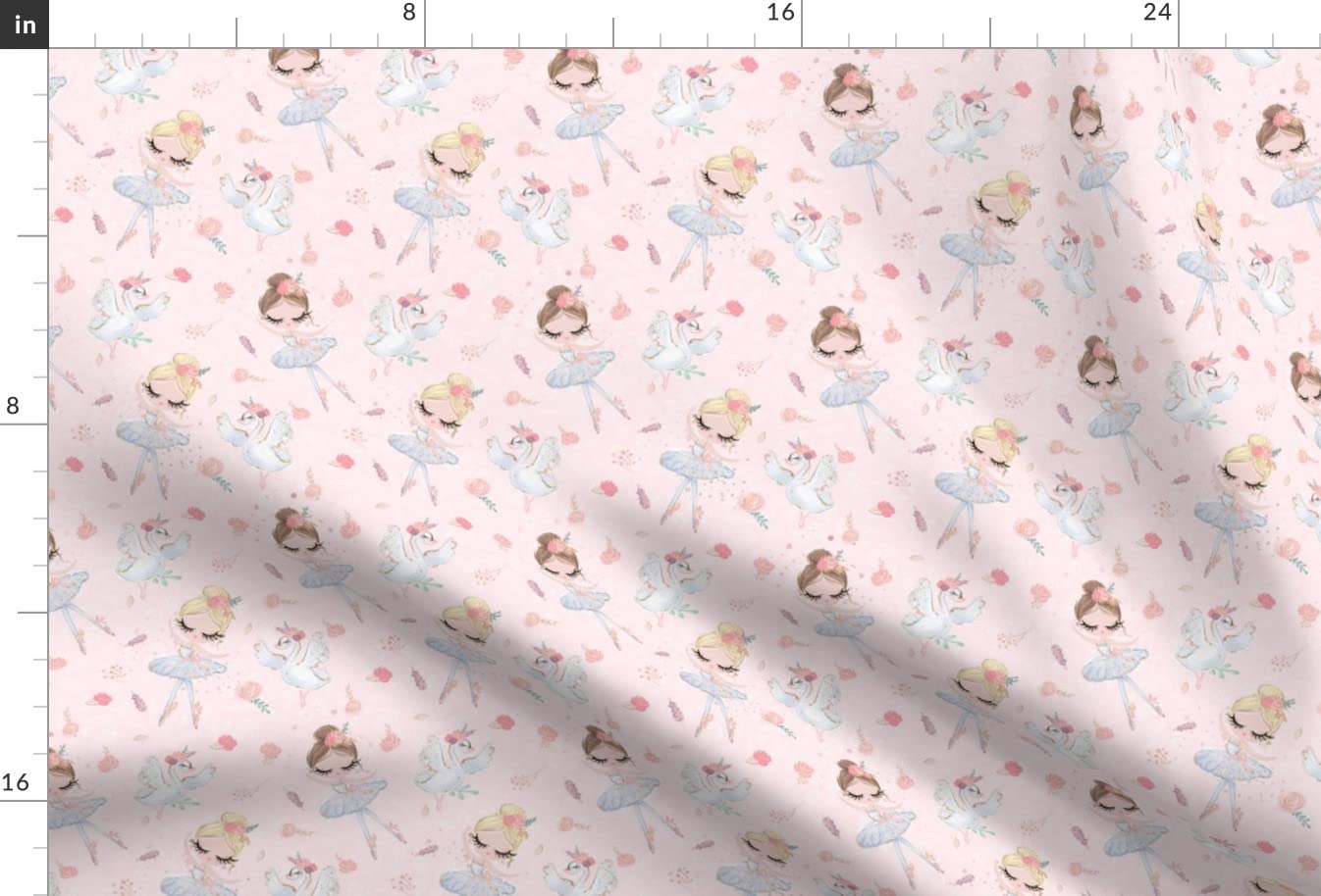 Ballerina Pink Swan Ballet Printed Minky Fabric by The Yard - Soft Plush Fabric for Sewing Baby Blankets, Quilt Backing, DIY Projects & Home Decor - Premium Spoonflower Fabric for Crafts & Nursery Decor