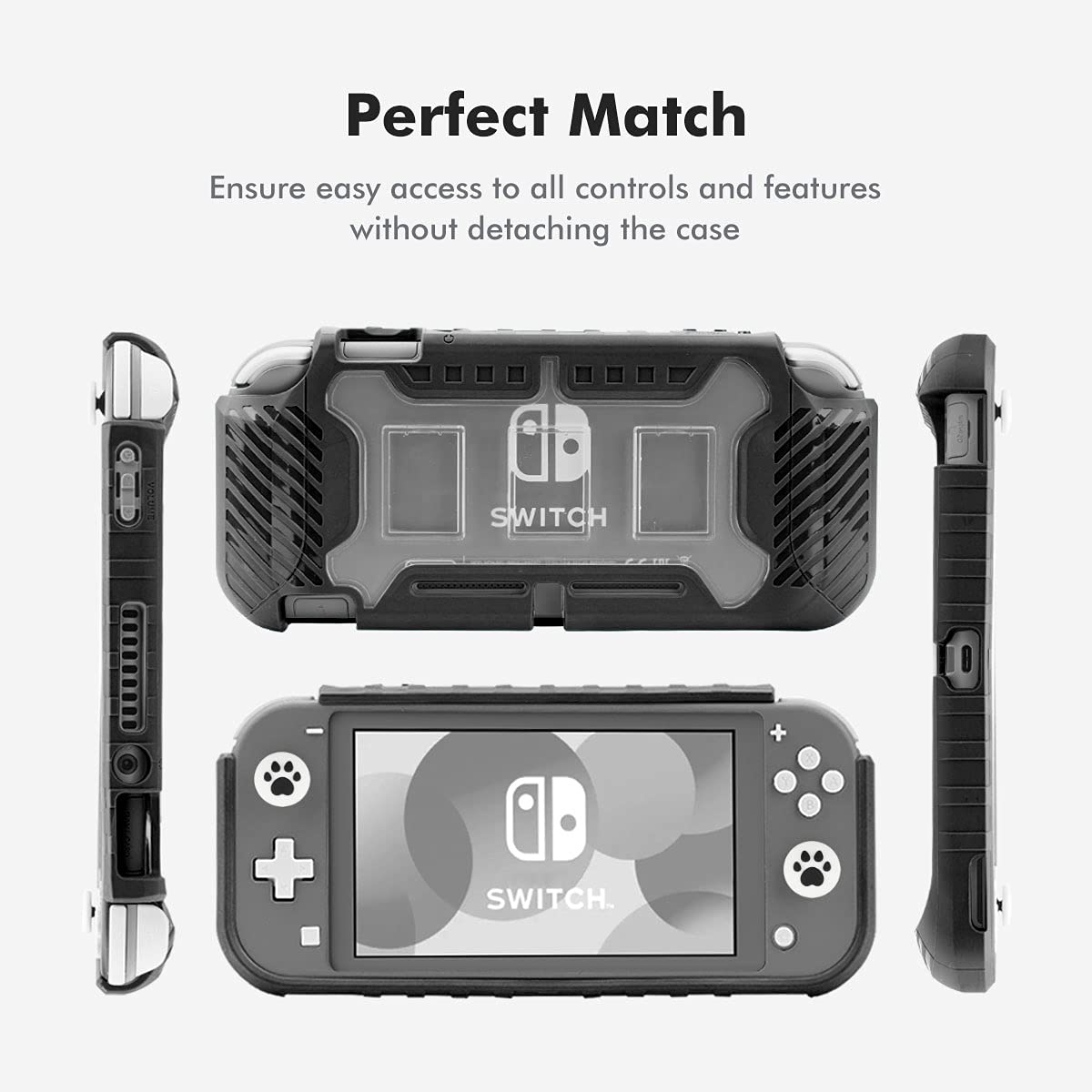 KIWIHOME Protective Hard Case for Nintendo Switch Lite 2019 - Shockproof Grip Cover with Ergonomic Handle & Game Card Storage (Black) | Perfect for Travel, Gaming Sessions & Everyday Protection