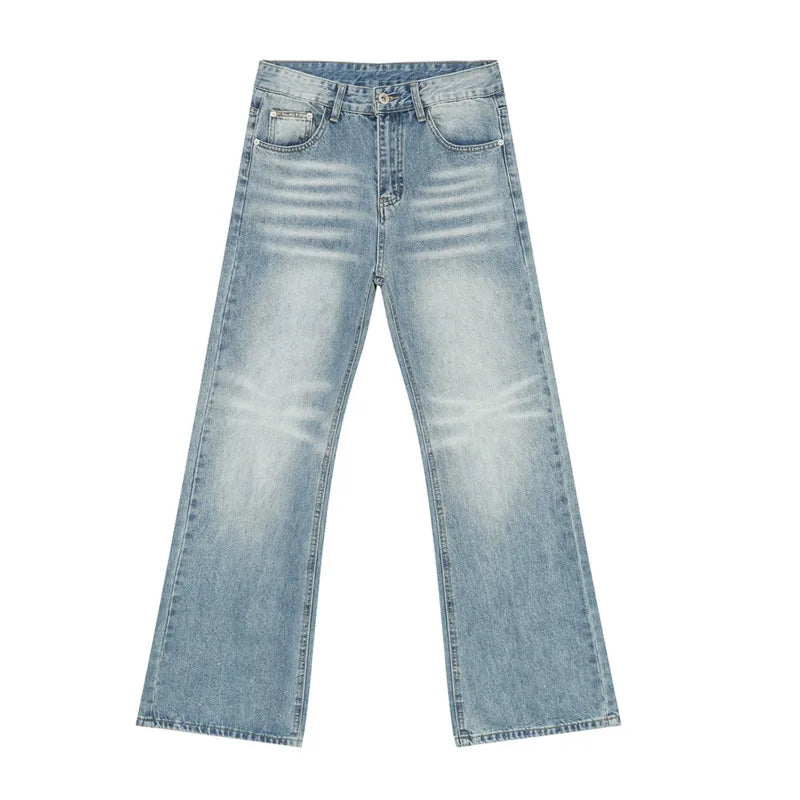 American Style Men's Jeans - Summer Washed Denim with Distressed Marks, Relaxed Straight Wide Leg & Spacious Pockets | Casual Chic Male Denim Pants (Style 9C6499) | Perfect for Streetwear, Weekend Outings & Urban Fashion