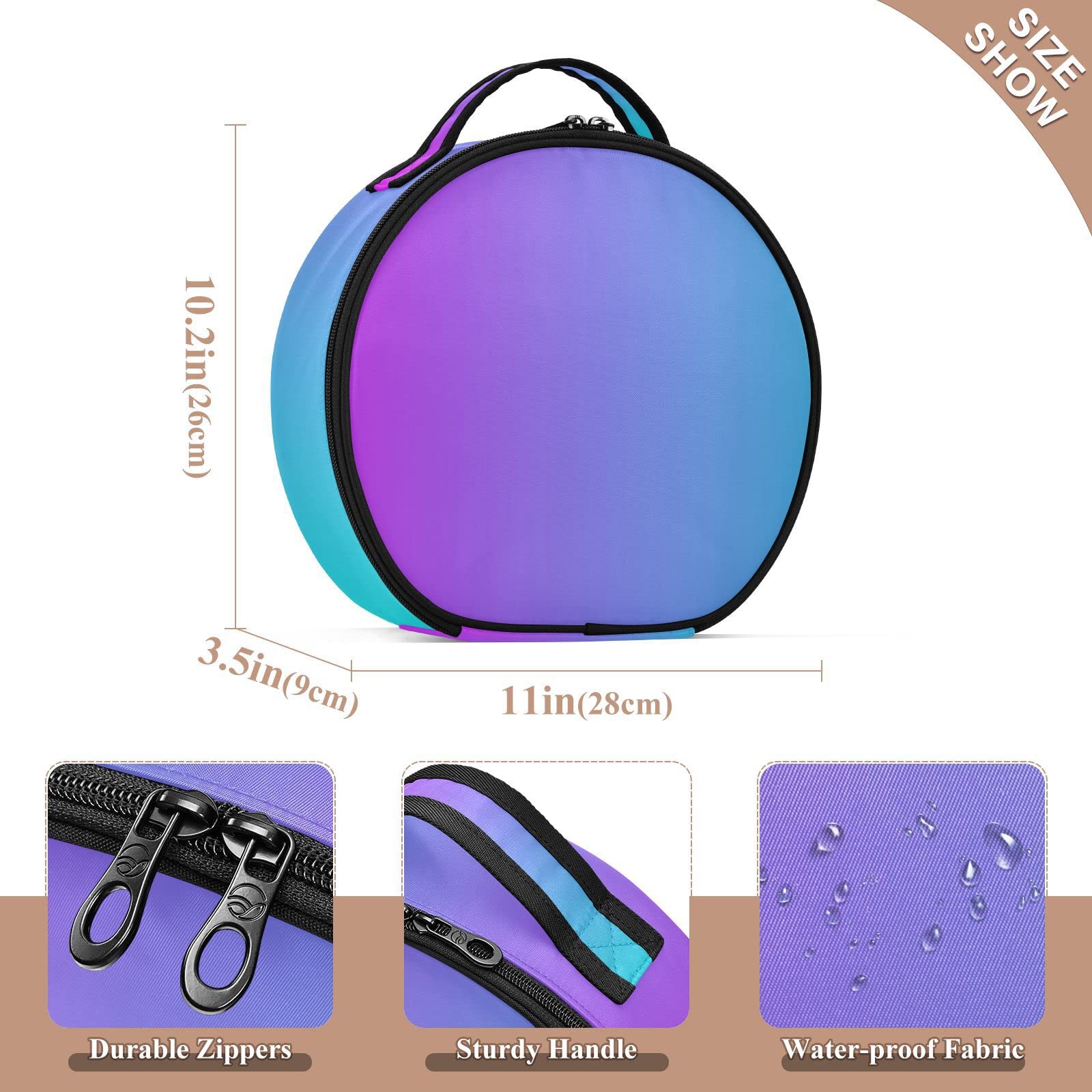 Linqin Travel Makeup Organizer - Portable Adjustable Makeup Bag for Women with Dividers, Blue Purple Gradient Cosmetic Case for Jewelry, Brushes & Toiletries | Perfect for Travel, Home Storage & On-the-Go Organization