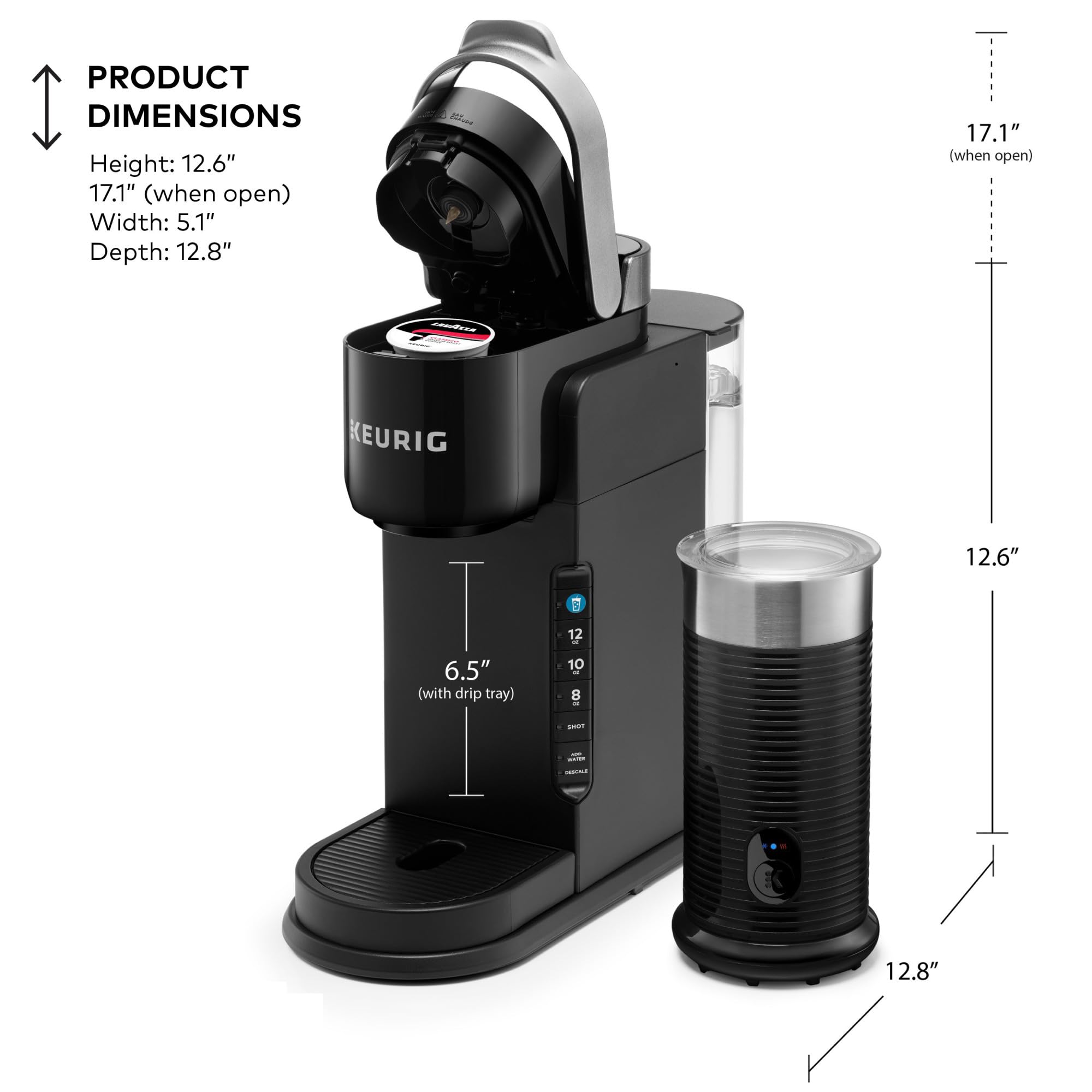 Keurig K-Café Barista Bar Single Serve Coffee Maker with Milk Frother - 3 Brew Sizes, Hot & Iced Coffee, 2oz Espresso Shot - Perfect for Home, Office & Small Cafés (Black)