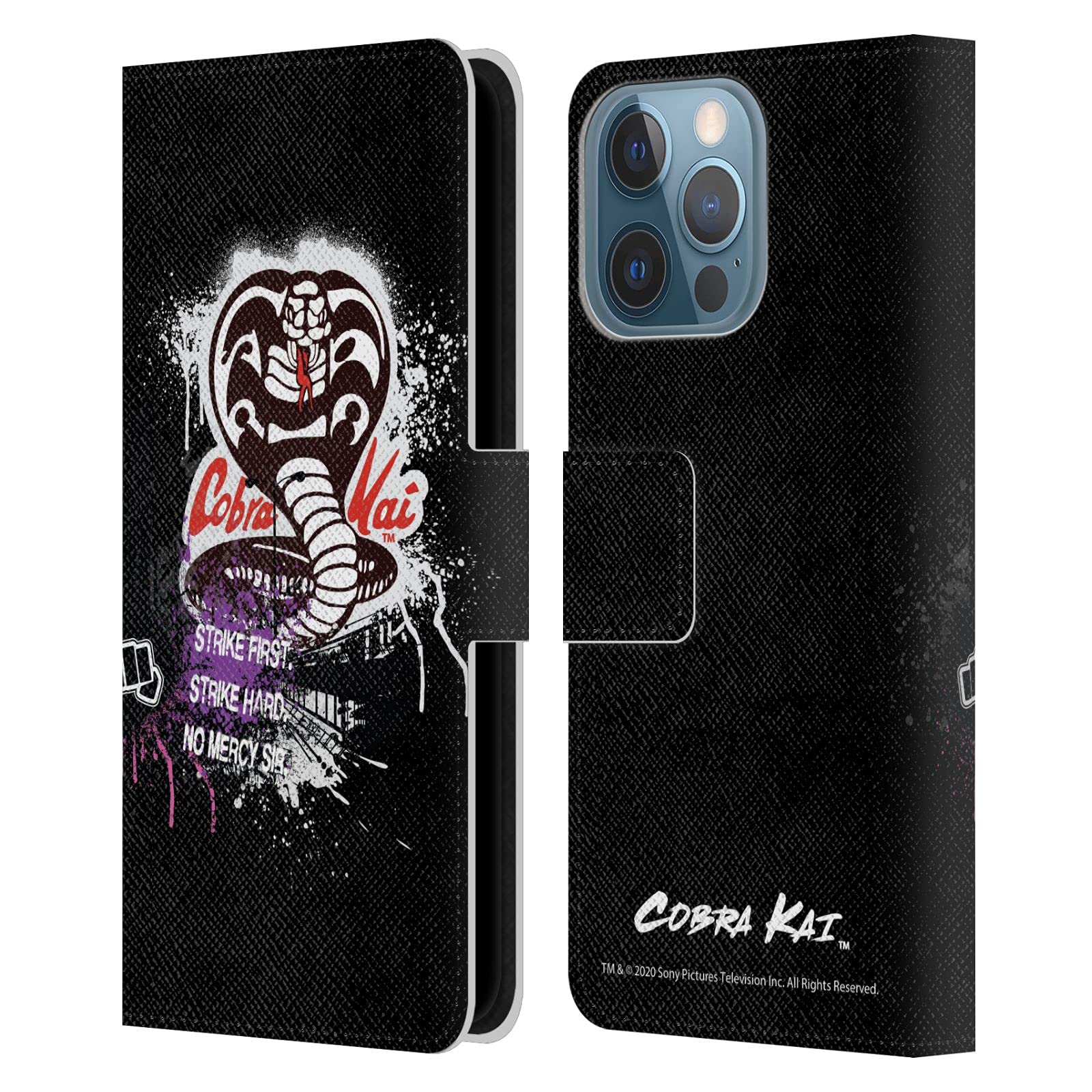 Head Case Designs Cobra Kai No Mercy Logo Leather Wallet Case for iPhone 13 Pro - Officially Licensed Art Cover for Gym, Travel & Daily Use
