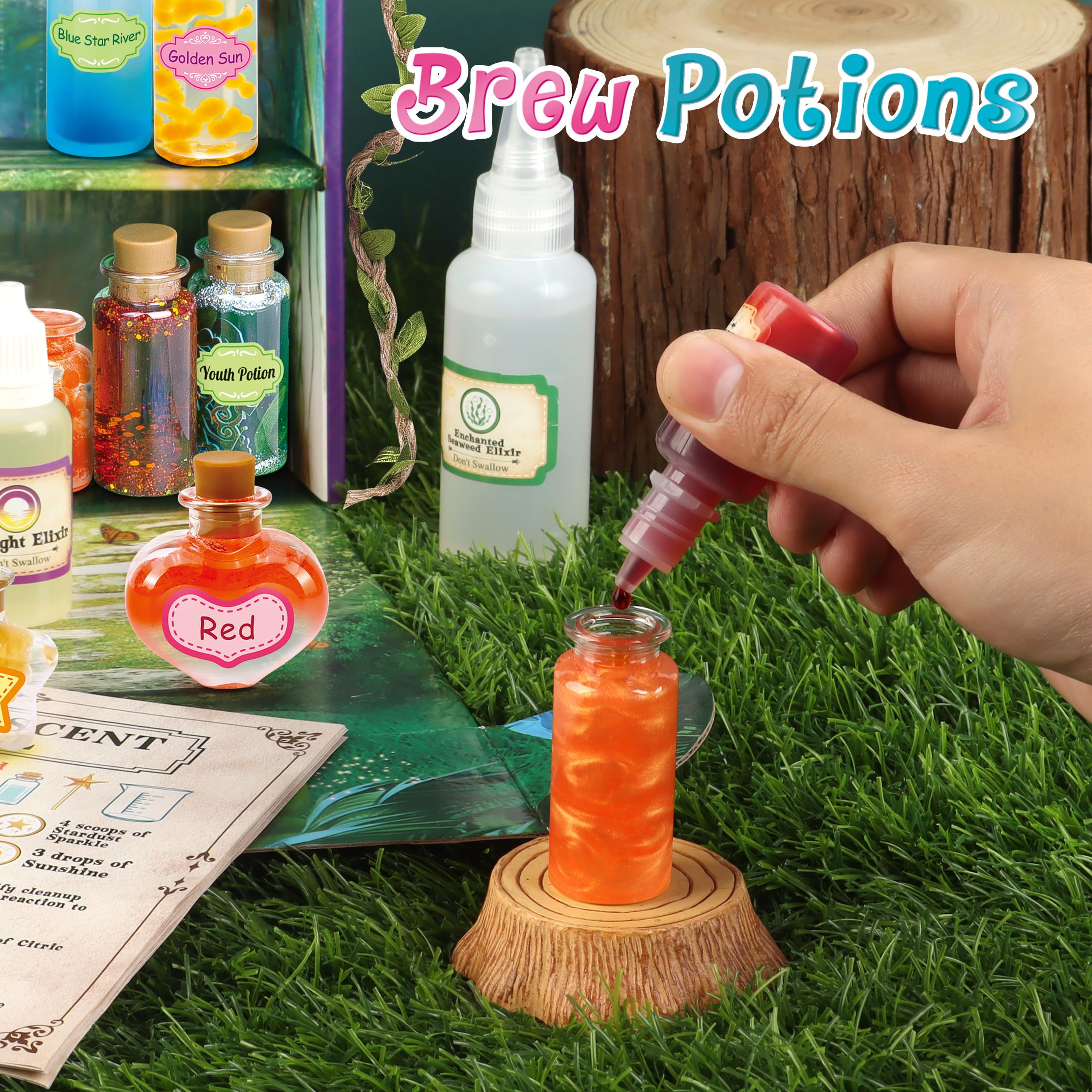 Fairy Magic Kit for Kids - 20PCS Magic Potion Bottles & Plate - DIY Fairy Making Craft Set - Best Gift for Girls Age 8-11 (Birthday, Easter, Christmas) - Creative Art Toy for Pretend Play & Imaginative Storytelling