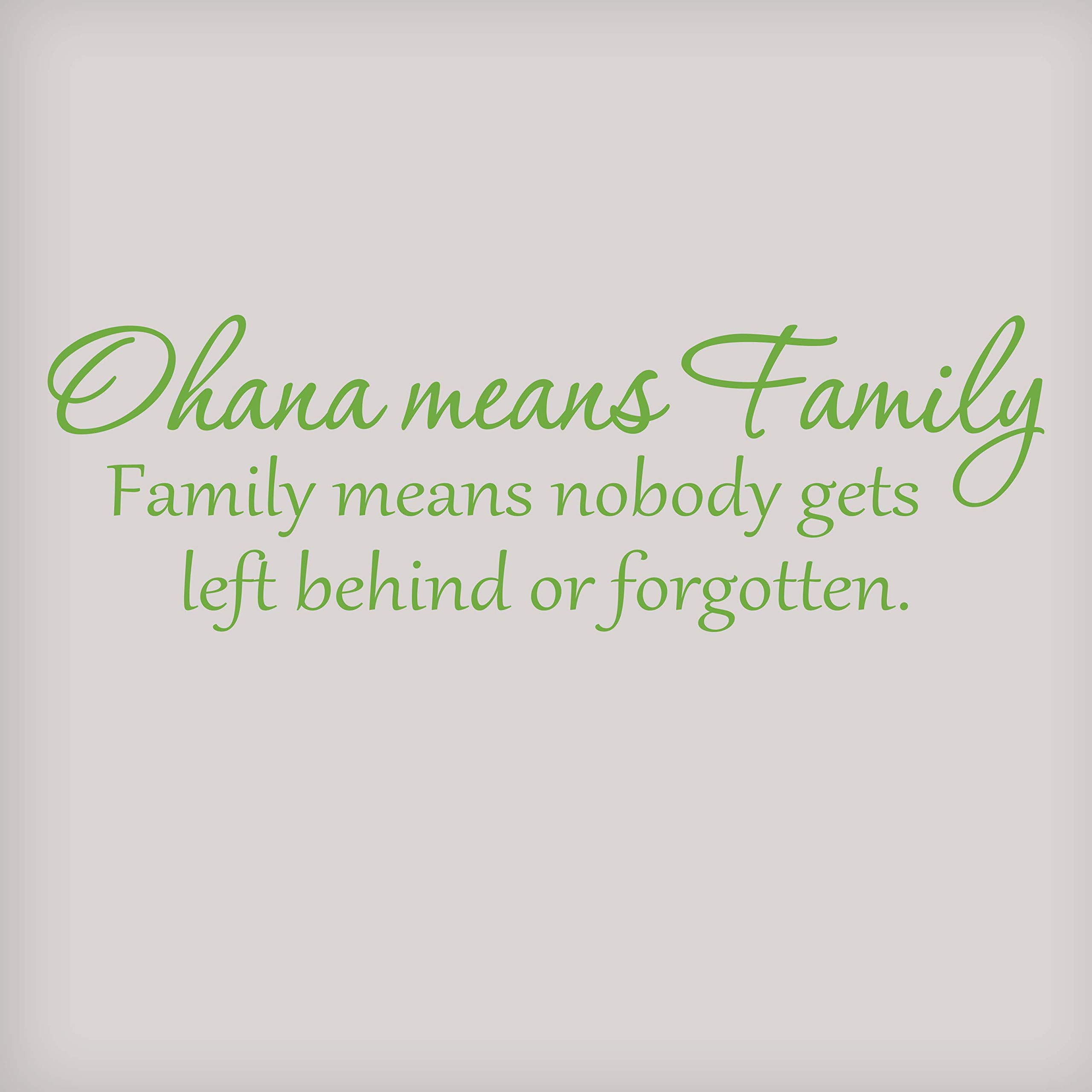 Ohana Means Family Wall Decal - Lilo & Stitch Inspired Disney Quote Wall Art for Kids Room & Nursery Decor - 33x9 Inch Removable Vinyl Sticker in Light Green - Perfect for Bedroom, Playroom & Dorm Wall Decor