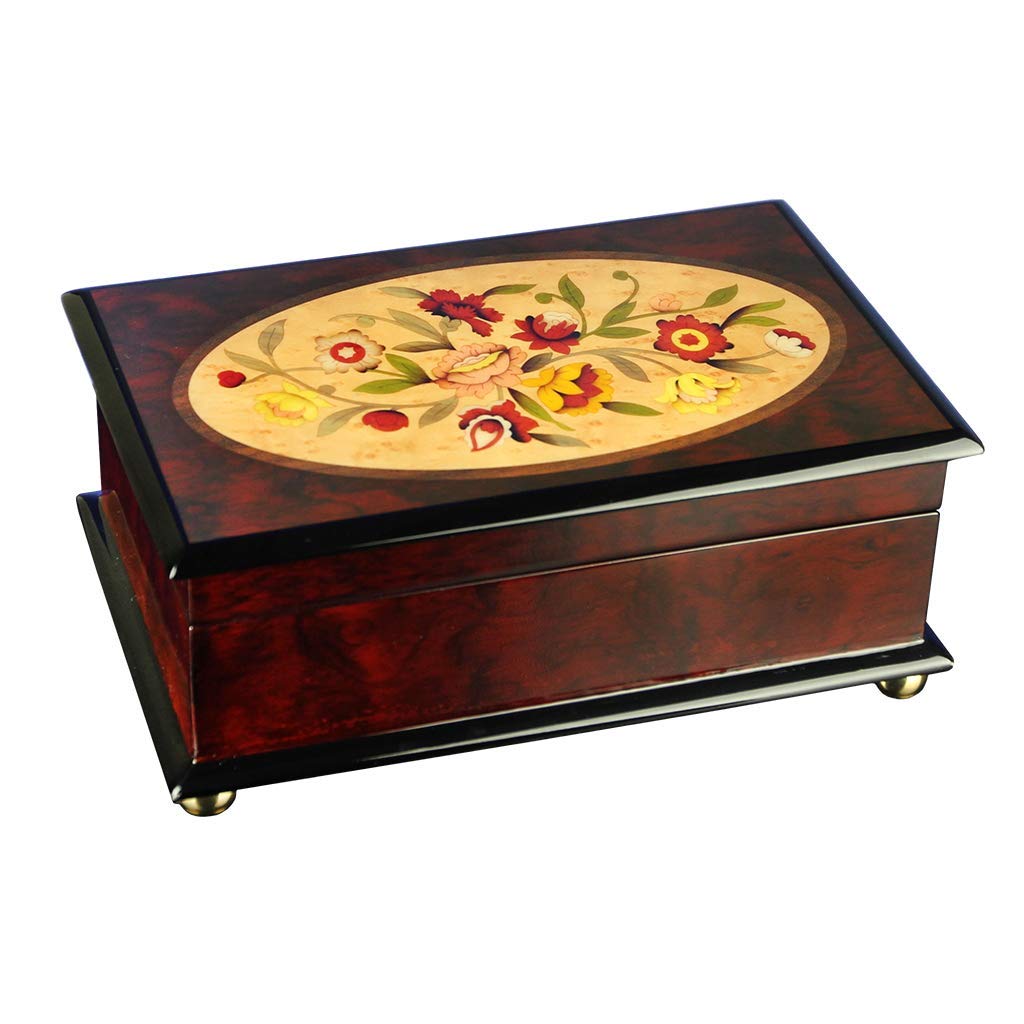 Classic Floral Musical Wooden Jewelry Box with Elegant Melody - Perfect Gift for Women, Birthday, Anniversary & Home Decor | The San Francisco Music Box Company