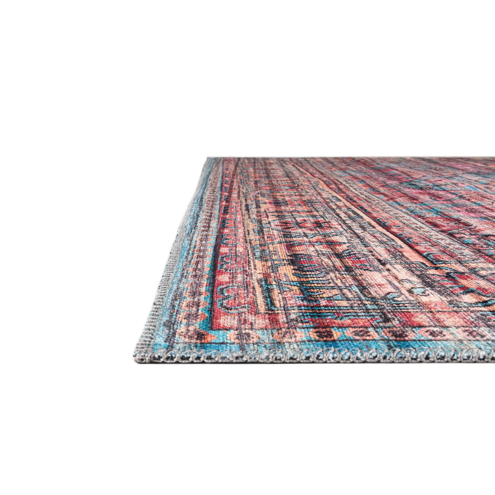 Maahru Collection Washable 13 Ft Runner Rug - Low-Pile Blue Hallway Carpet | Durable & Easy-Clean Entryway Rug for High Traffic Areas | Perfect for Living Rooms, Bedrooms & Office Spaces