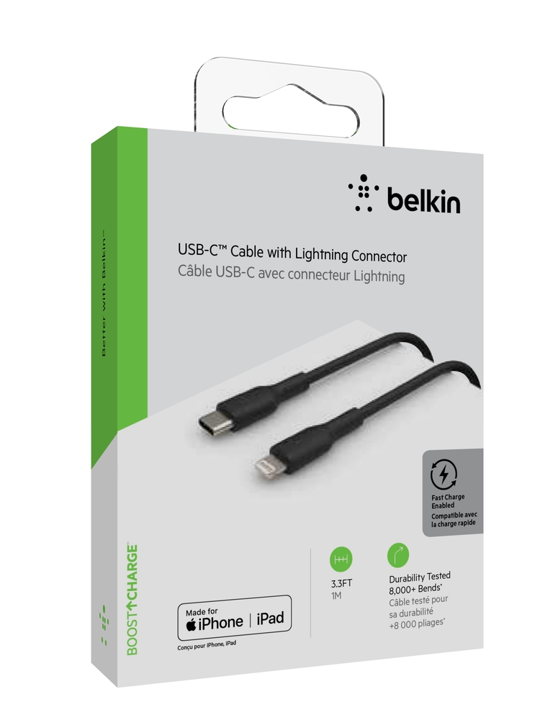 Belkin USB C to Lightning Cable 1M (3.3ft) - MIXIT Black - Fast Charging & Data Sync for iPhone, iPad, AirPods - Perfect for Home, Office & Travel