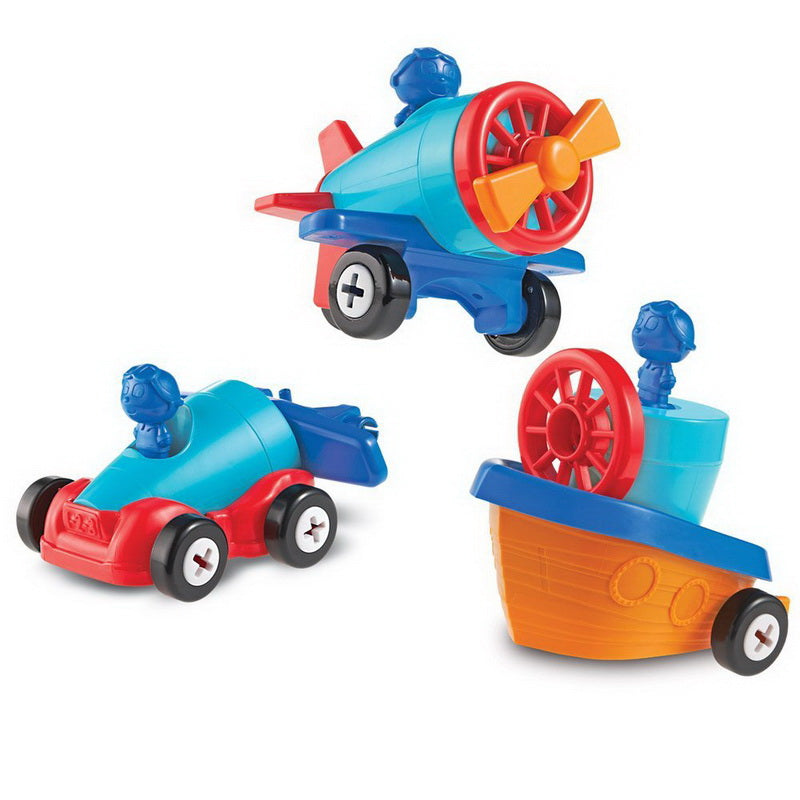 1 2 3 Build It!™ Car Plane Boat Construction Toy Set for Kids - STEM Learning, Creative Play & Transportation Adventures