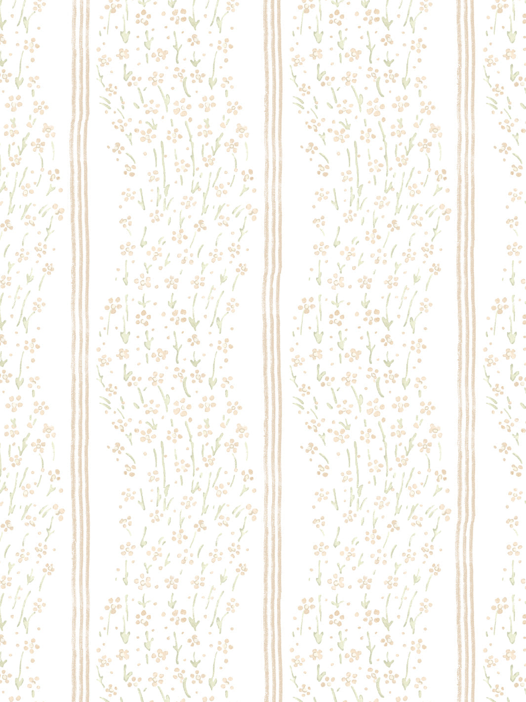 Nathan Turner Floral Ditsy Wave Stripe Wallpaper - Gold Green Pattern for Living Room, Bedroom & Nursery Decor