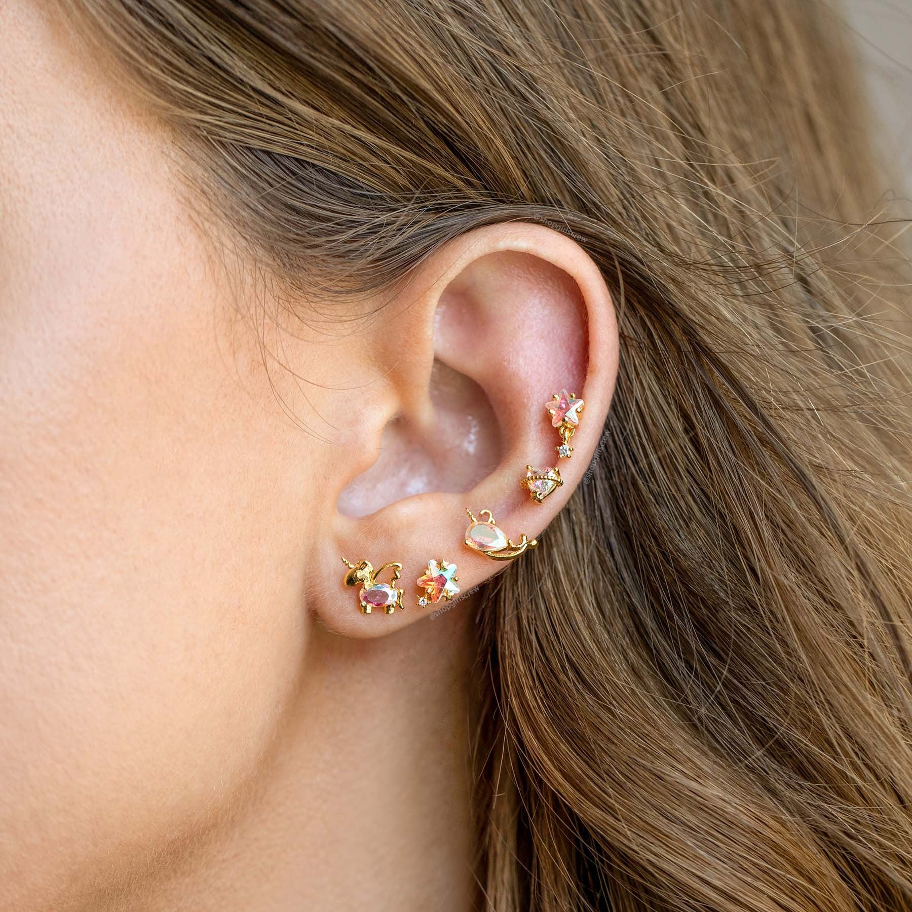 20G Hypoallergenic Heart Stud Earrings - Surgical Steel Cartilage Tragus Helix Piercing Jewelry | Perfect for Unicorn Tragus, Ear Cuffs & Unique Ear Stacks