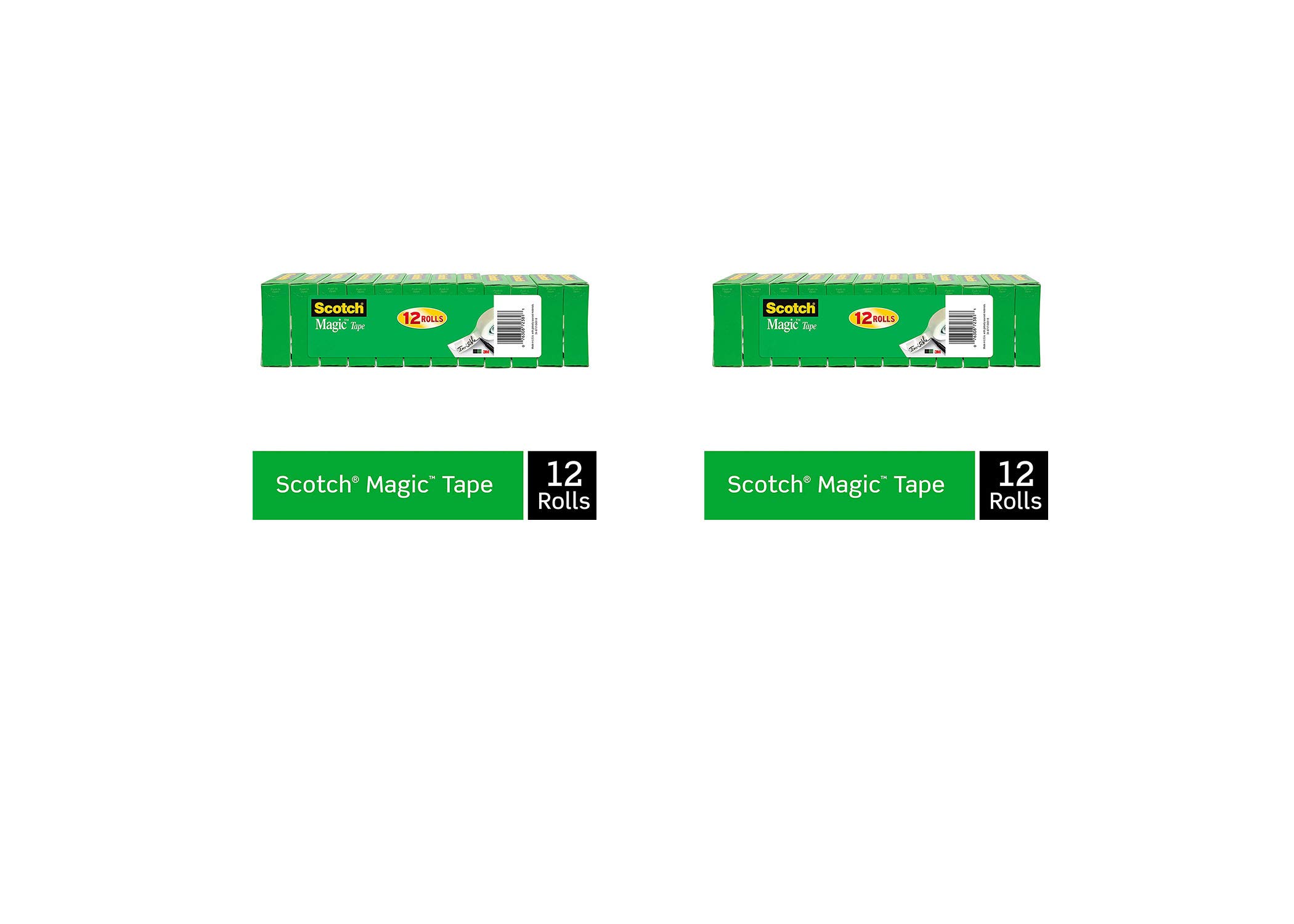 Scotch Magic Tape 12 Rolls - Invisible Repair Tape for Paper, Photos & Crafts - 3/4 x 1000 Inches - 2 Pack (810K12) - Perfect for Office, School & Home Use