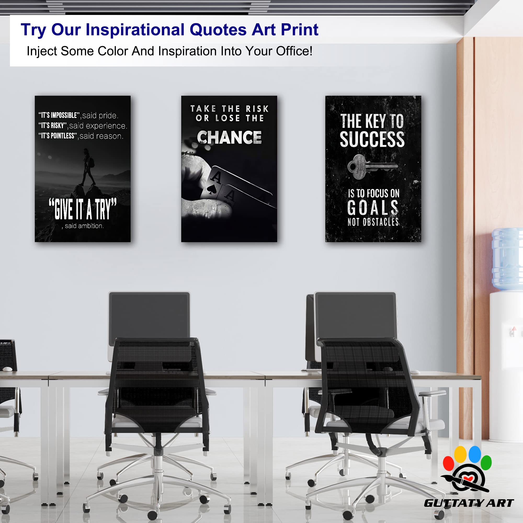 3-Piece Motivational Wall Art Set - Inspirational Quotes Canvas Prints for Office & Home Decor (20”x30”x3) - Black & White Positive Affirmation Posters - Perfect for Workspace, Living Room & Corporate Gifts